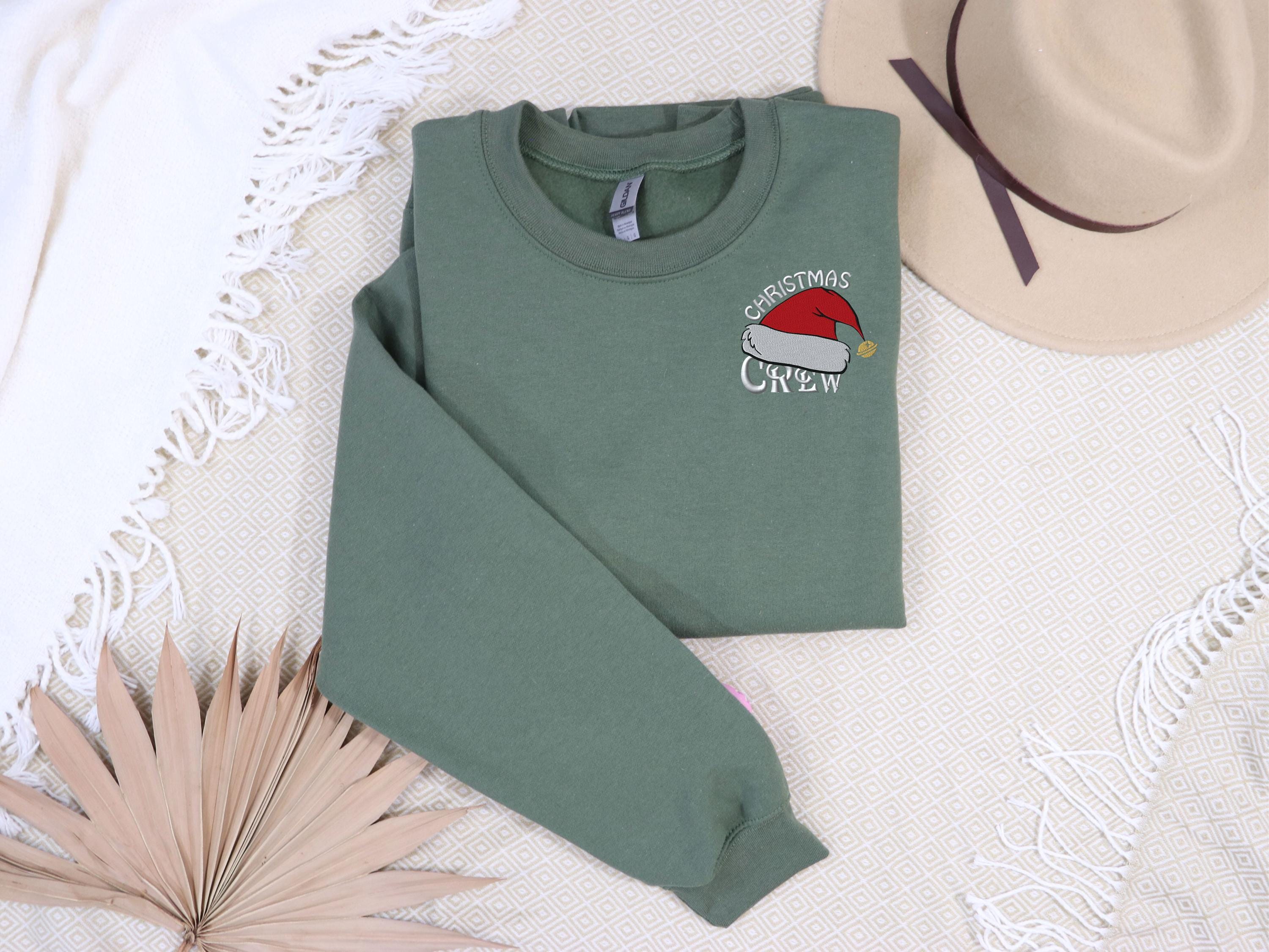 Embroidered Christmas Sweatshirt, Christmas Crew Sweatshirt ,Santa Hat Embroidered Crewneck ,Holiday Matching Family & Friends Sweatshirt