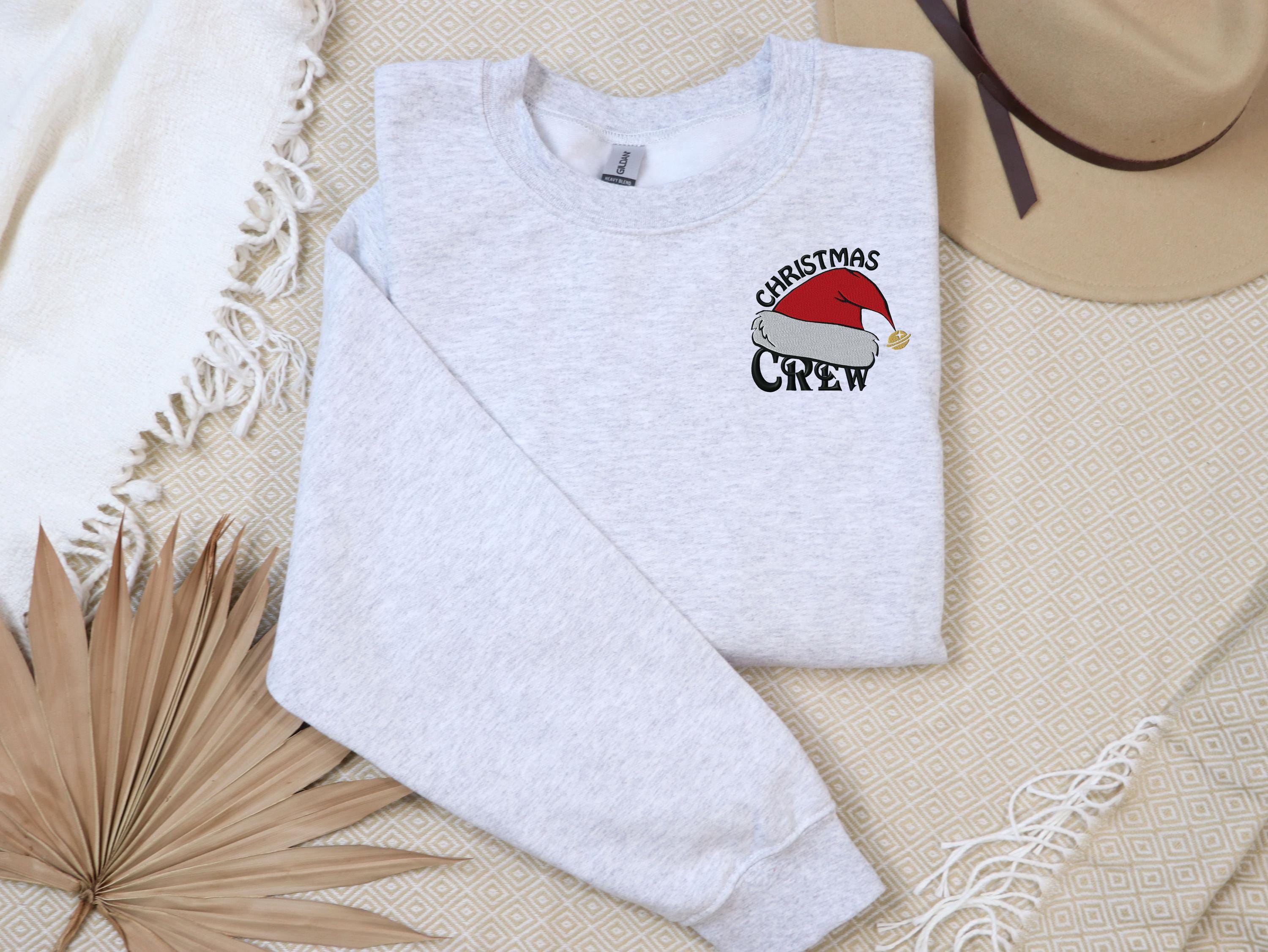 Embroidered Christmas Sweatshirt, Christmas Crew Sweatshirt ,Santa Hat Embroidered Crewneck ,Holiday Matching Family & Friends Sweatshirt