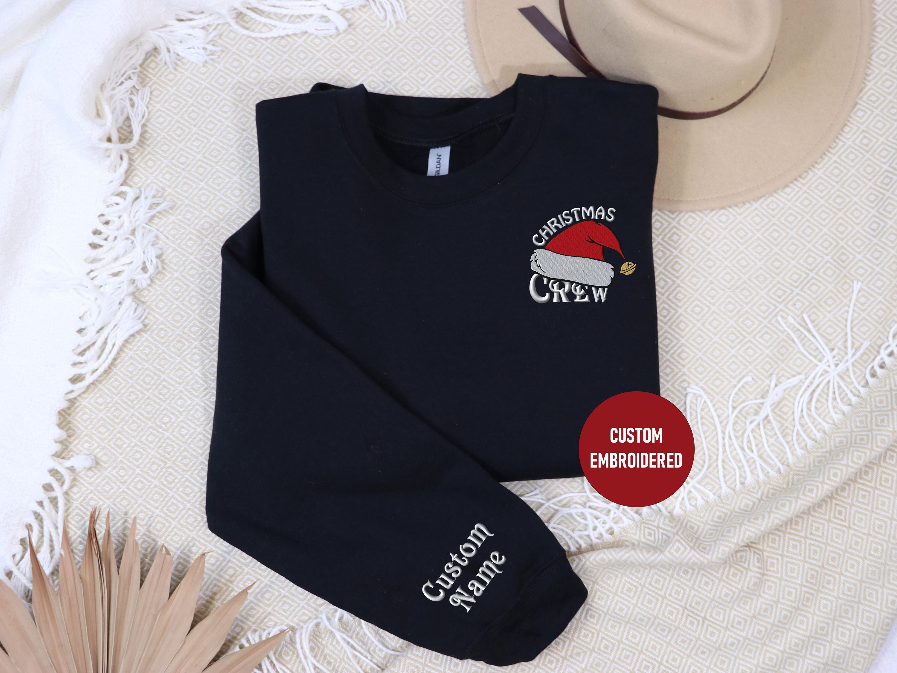 Custom Embroidered Sweatshirt, Christmas Crew Sweatshirt ,Festive Santa Hat Embroidered Crewneck ,Holiday Matching Family & Friends Sweater