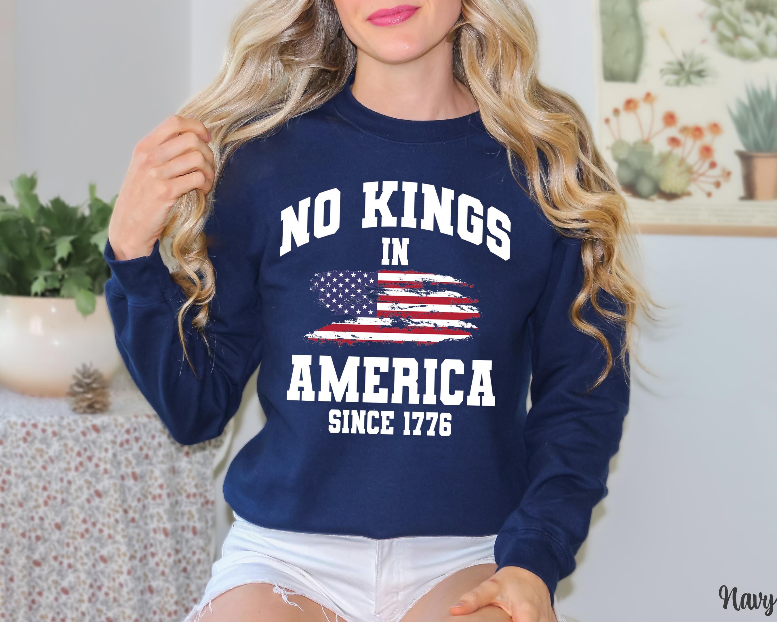 No Kings in America Sweatshirt, Anti Maga Sweater, Patriotic Sweat, Support Immigrants, Activist Apparel, Protest Shirt, Democracy Tee