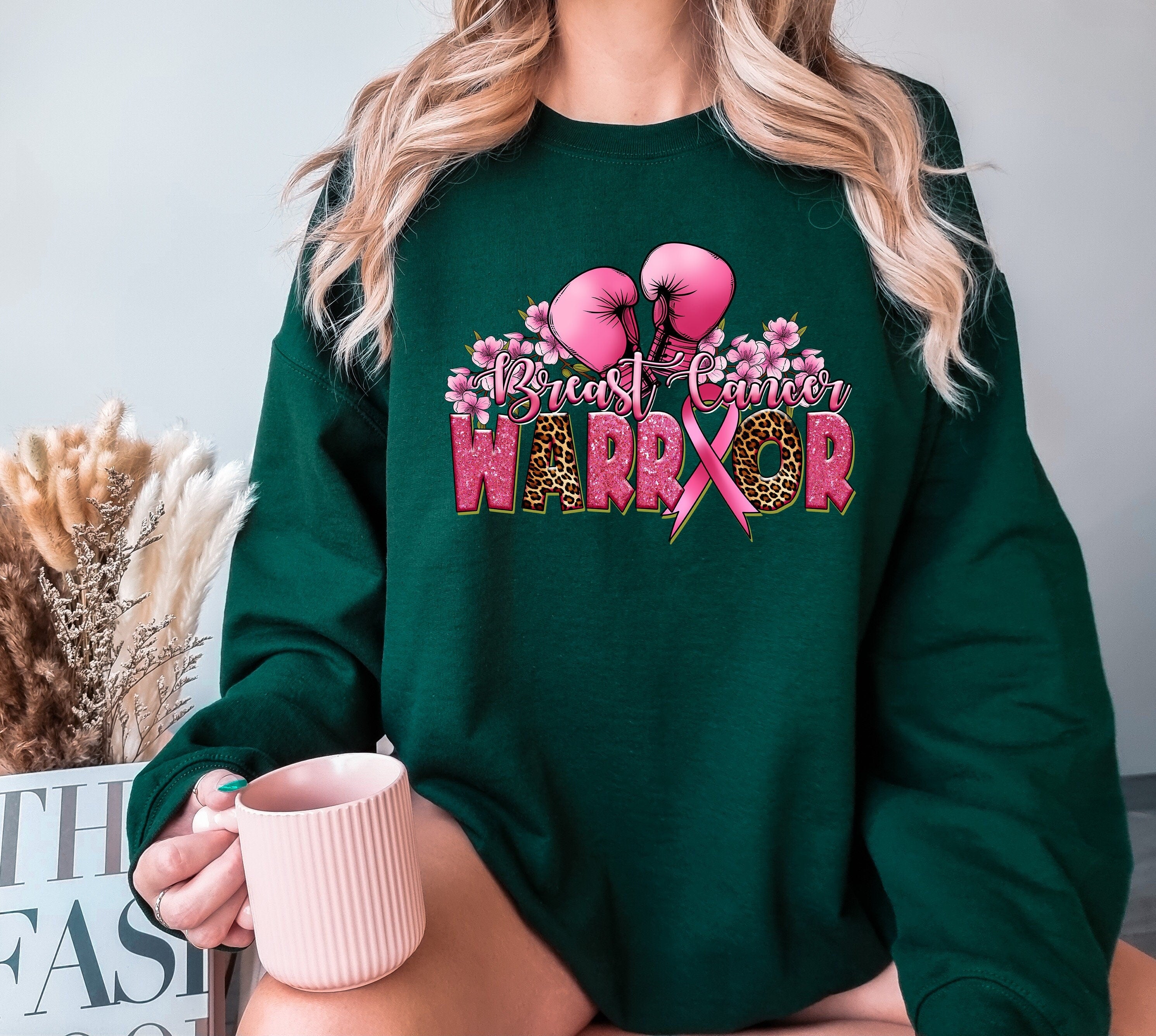 Fight Sweatshirt, Warrior Pink Ribbon Breast Cancer Sweatshirt,Breast Cancer Awareness Gifts, Breast Cancer Super hero sweater