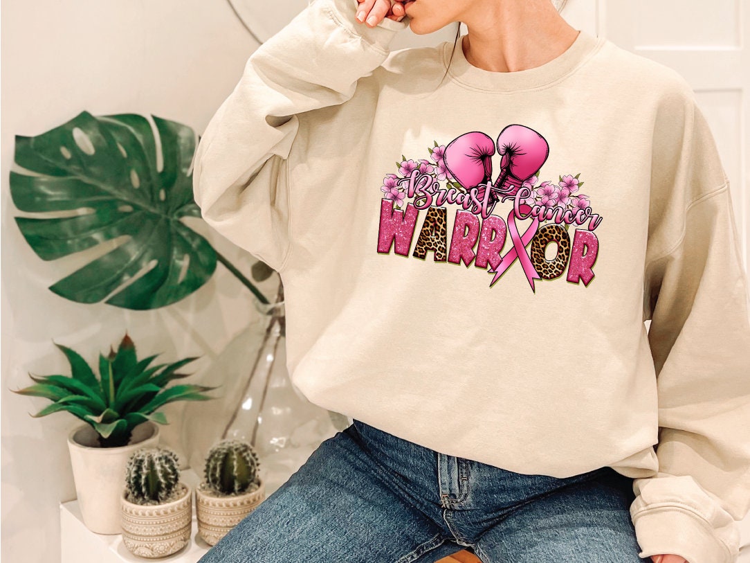 Fight Sweatshirt, Warrior Pink Ribbon Breast Cancer Sweatshirt,Breast Cancer Awareness Gifts, Breast Cancer Super hero sweater