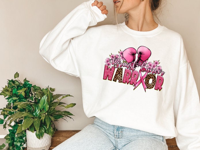 Fight Sweatshirt, Warrior Pink Ribbon Breast Cancer Sweatshirt,Breast Cancer Awareness Gifts, Breast Cancer Super hero sweater