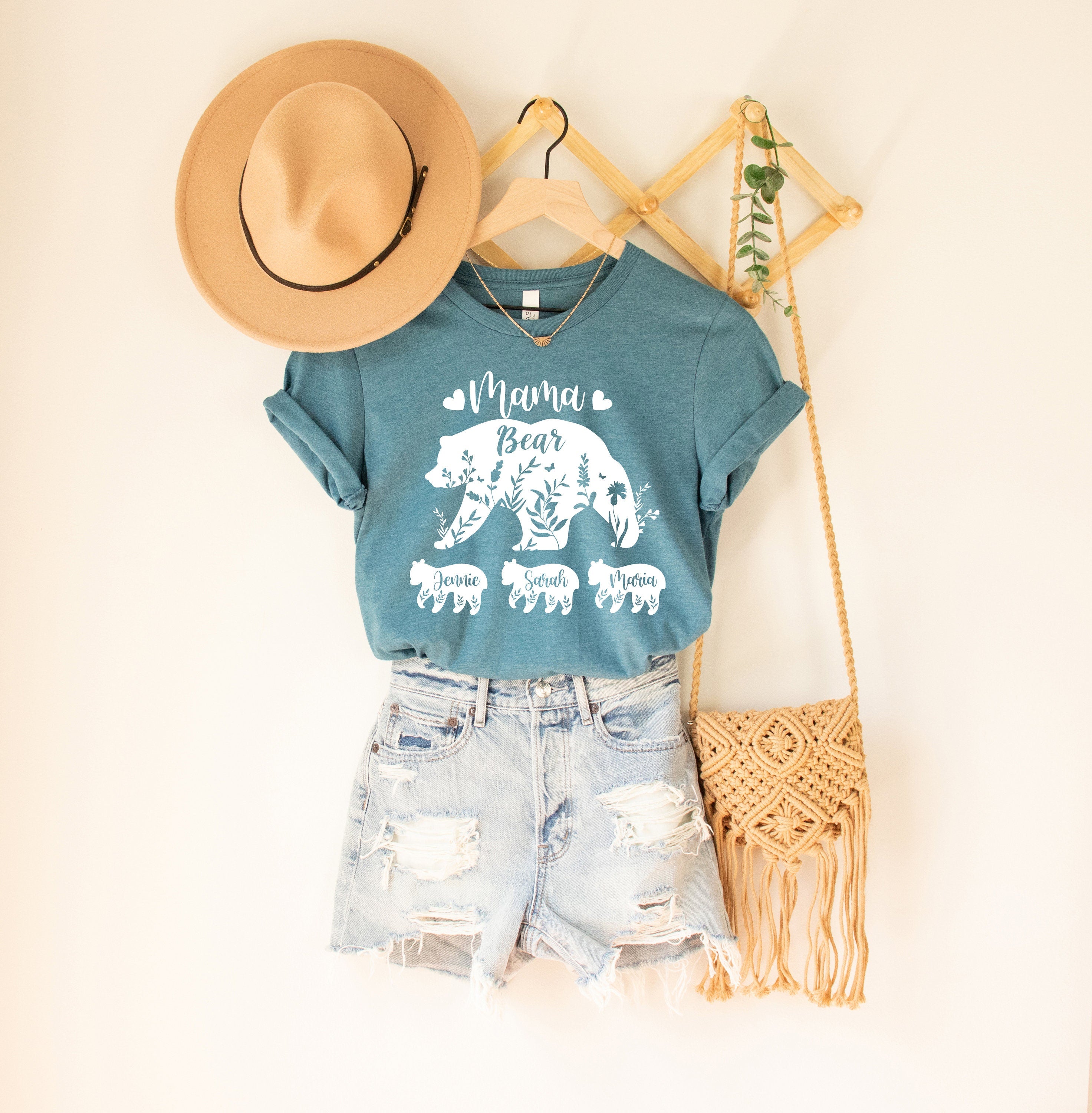 Custom Mama Bear Childs Shirt, Mothers Day Tee, Mom Shirt with Kids Name, Mama Shirt, Mother's Day Flowers, Mother's Day Gift, Gift for Mom
