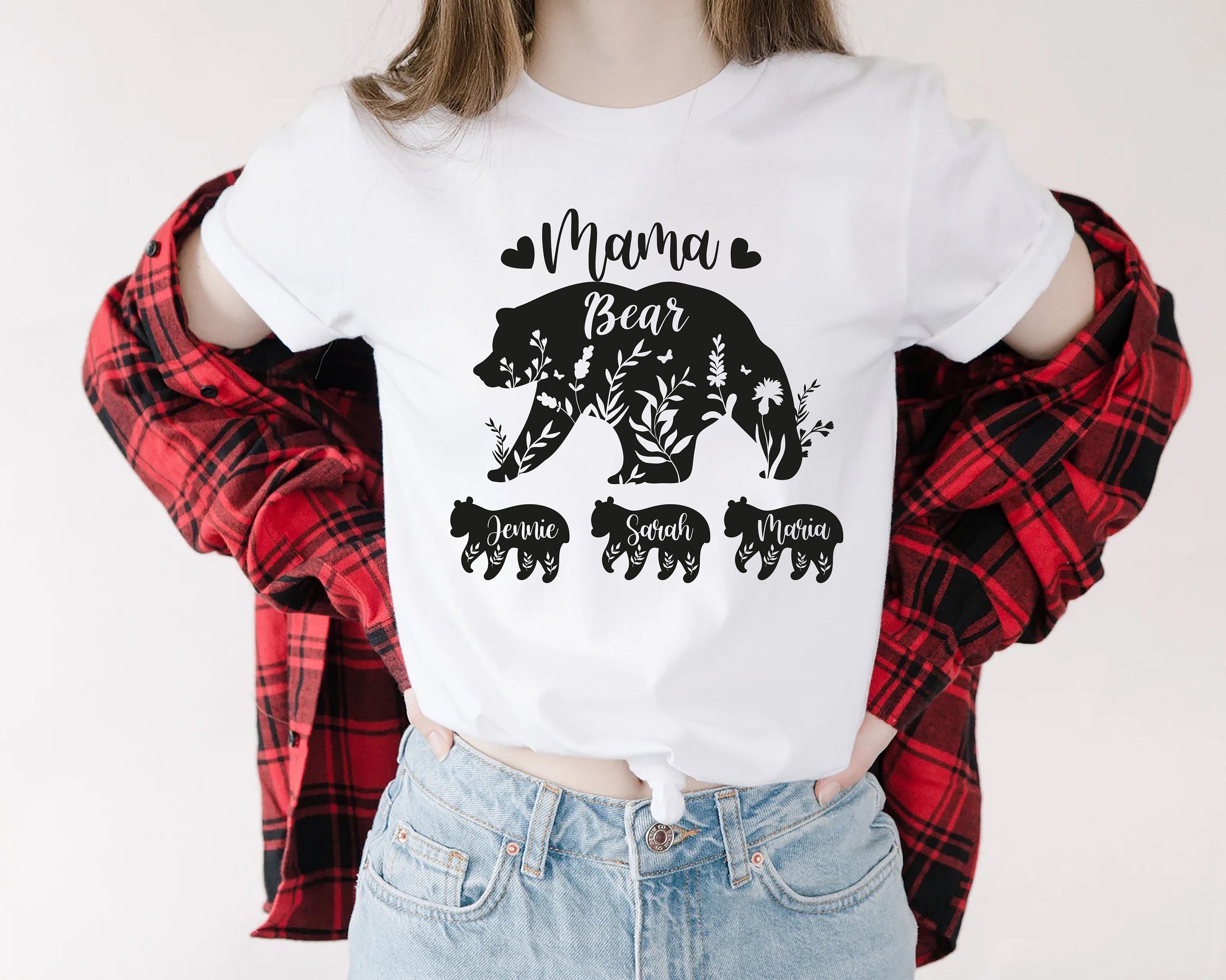Custom Mama Bear Childs Shirt, Mothers Day Tee, Mom Shirt with Kids Name, Mama Shirt, Mother's Day Flowers, Mother's Day Gift, Gift for Mom