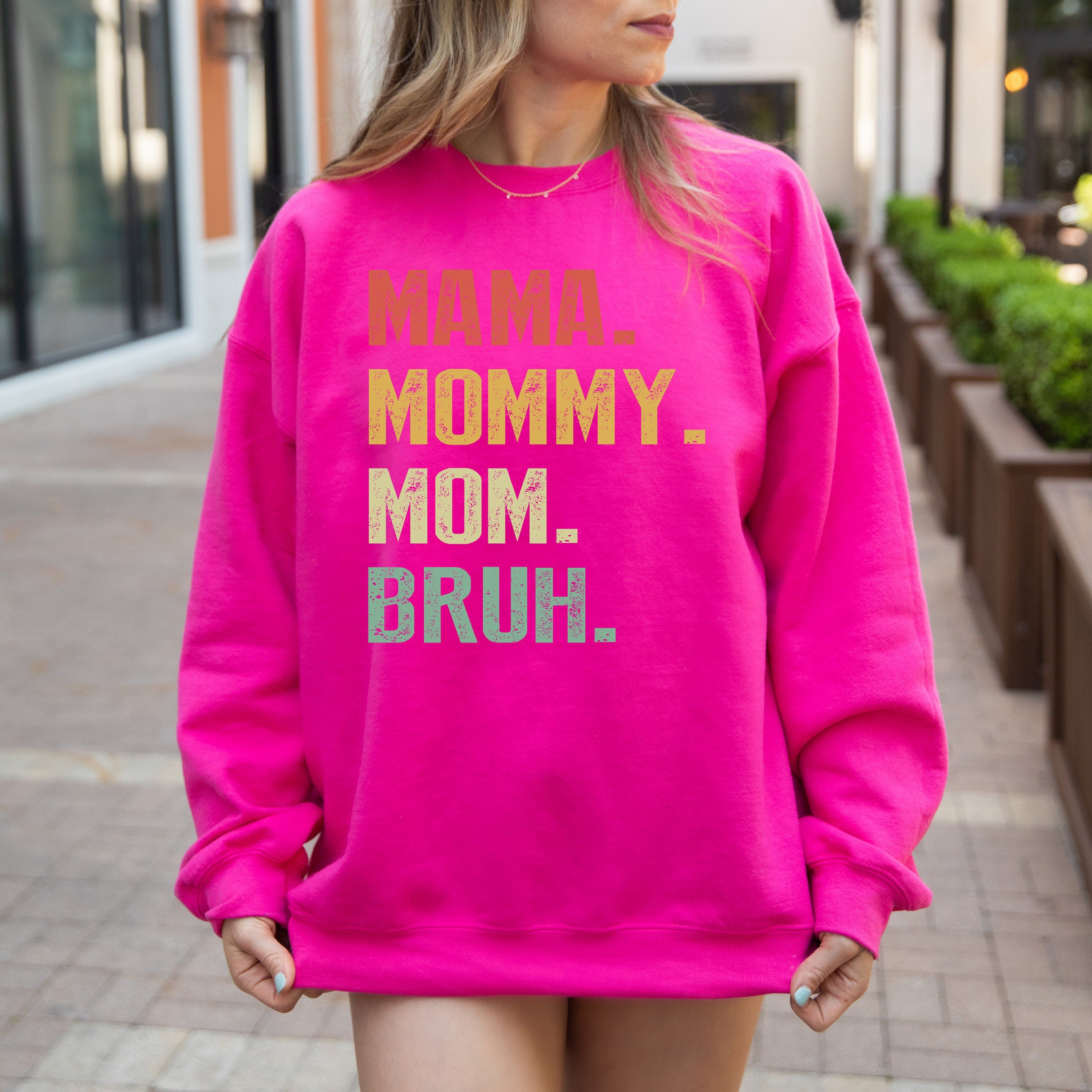 Mama Mommy Mom Bruh Sweatshirt, Mom Life Sweatshirt, Funny Mama Sarcastic Mom Mama To Bruh Ladies long Sleeve,Gift for Mom, Mama Crewneck