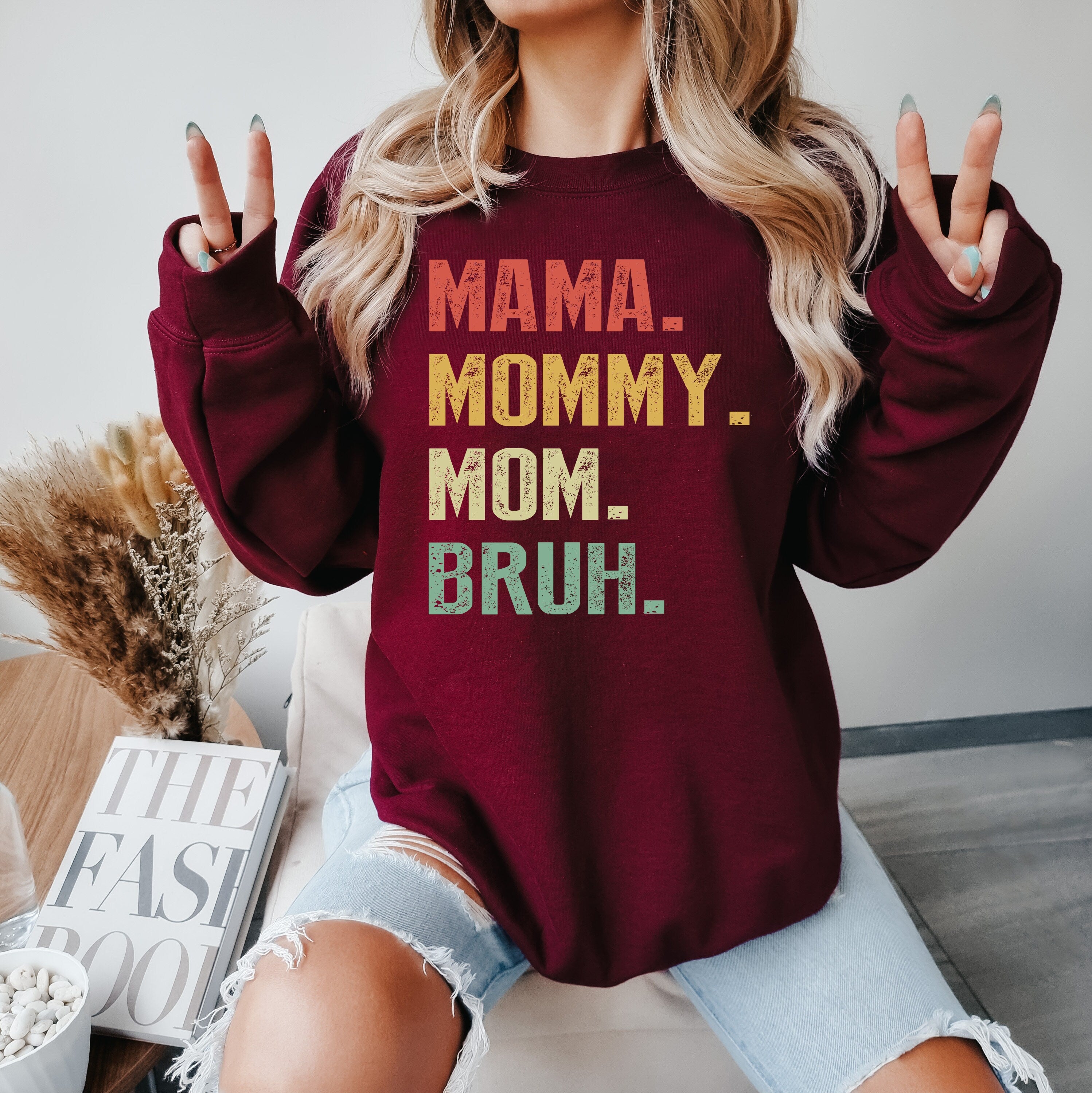 Mama Mommy Mom Bruh Sweatshirt, Mom Life Sweatshirt, Funny Mama Sarcastic Mom Mama To Bruh Ladies long Sleeve,Gift for Mom, Mama Crewneck