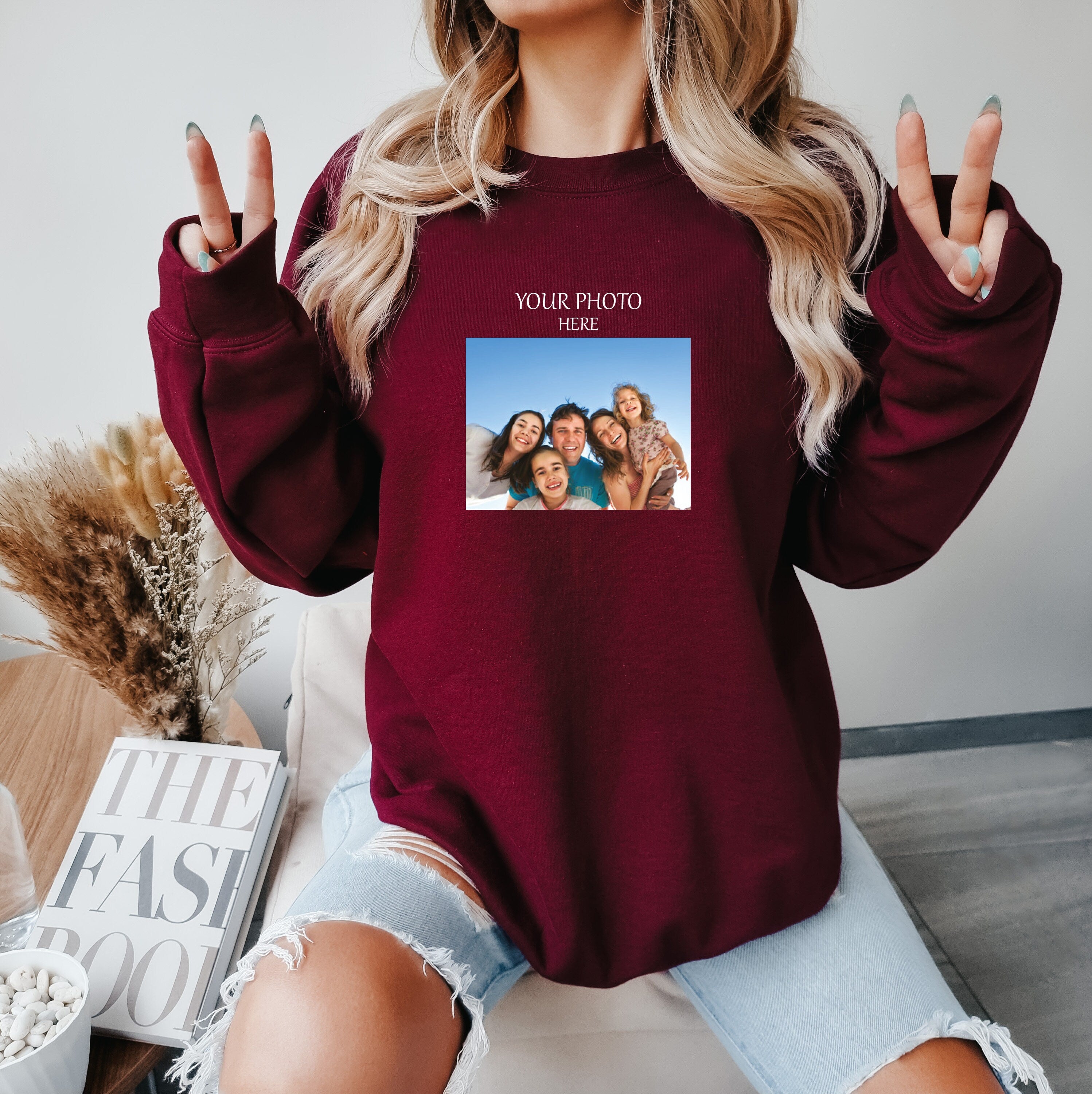 Your Photo Sweatshirt, Colorful Photo Sweatshirt, Brand Photo Sweatshirt, Add your Own Text, Personal Text Sweatshirt, Custom Branding Photo