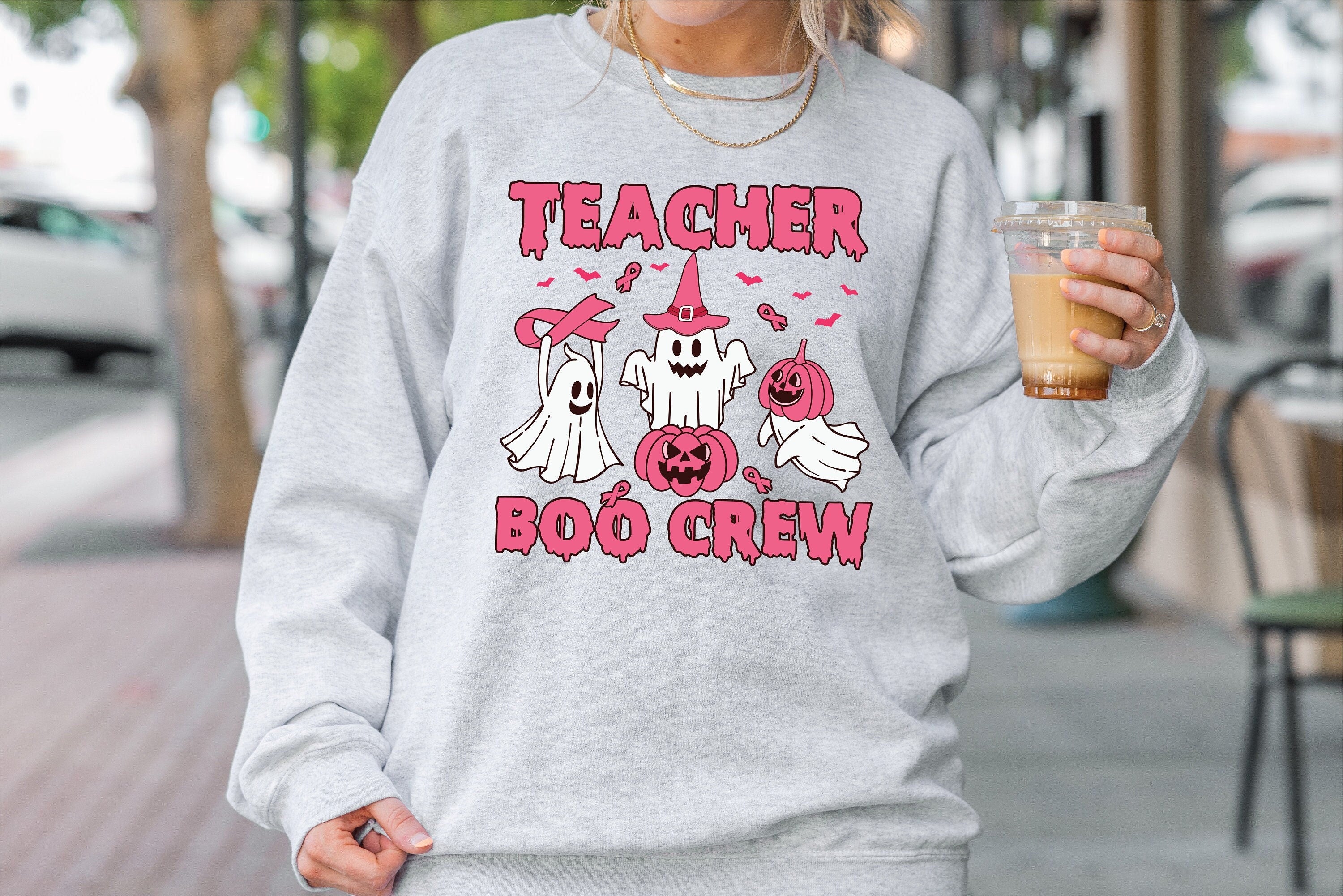 Teacher Boo Crew Sweatshirt, halloween sweatshirt, Pink Sweatshirt, Cute Halloween Sweatshirt, Teacher Gift,
