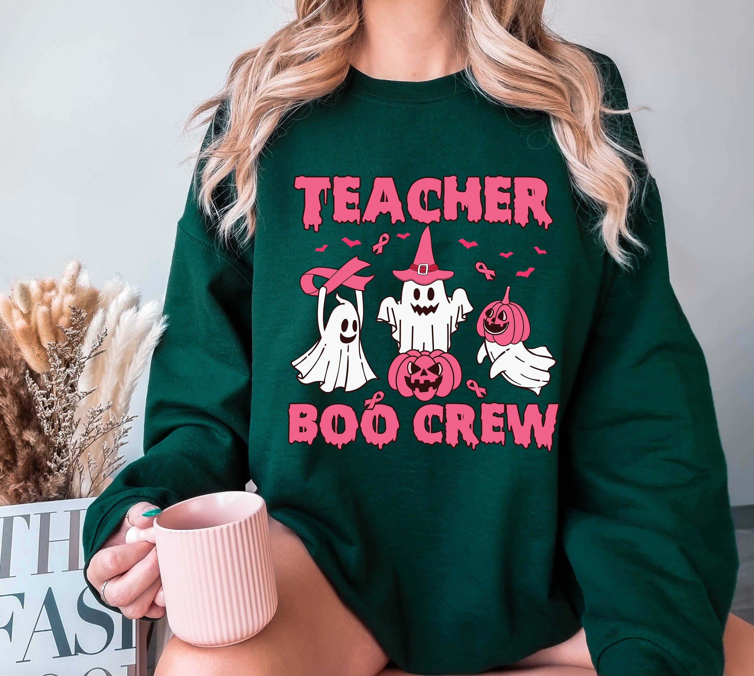 Teacher Boo Crew Sweatshirt, halloween sweatshirt, Pink Sweatshirt, Cute Halloween Sweatshirt, Teacher Gift,