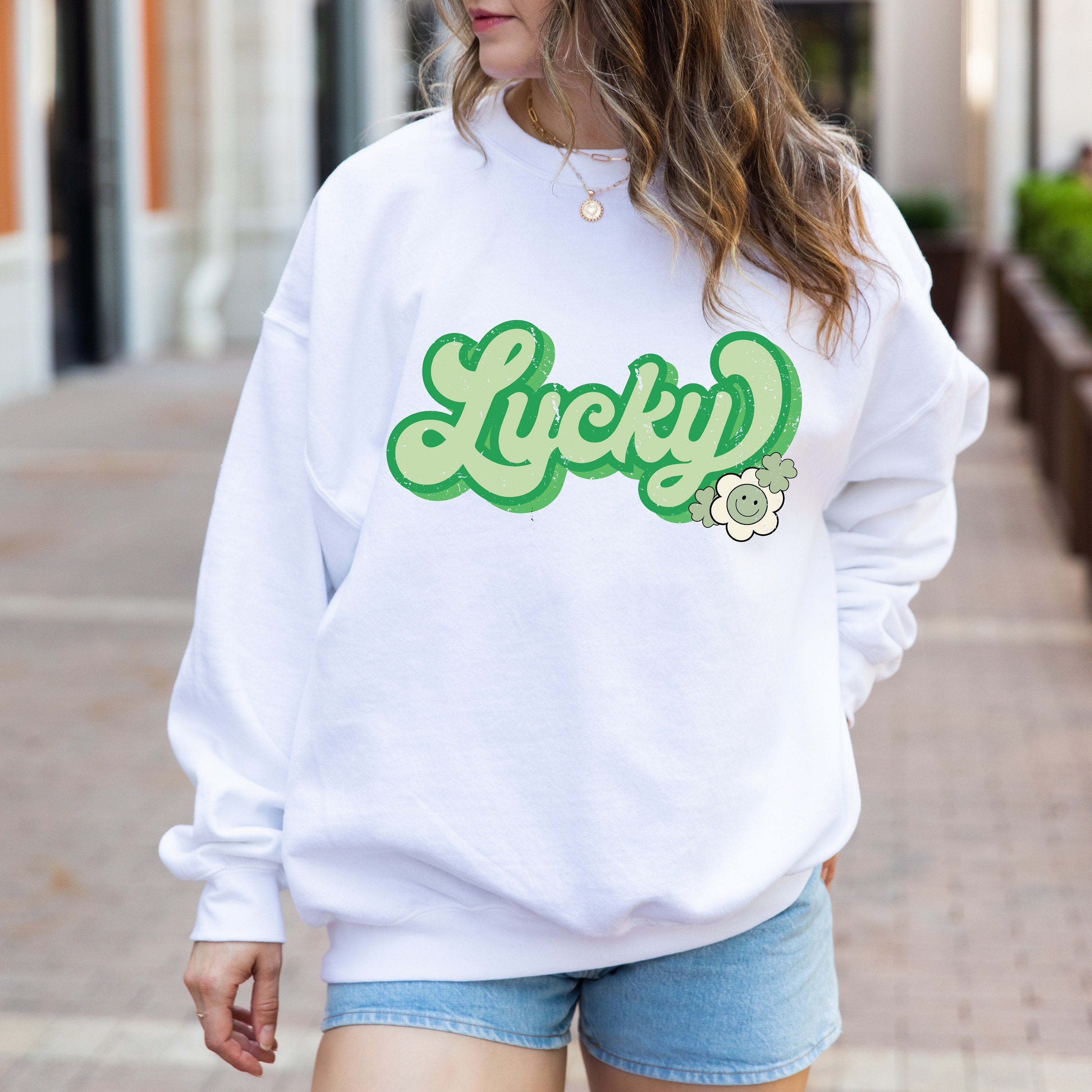 Lucky Sweatshirt ,Collegiate Crewneck Sweater Unisex, Retro St Patty's Sweatshirt,St Patricks Day Sweatshirt,Trendy St Patricks Day Crewneck