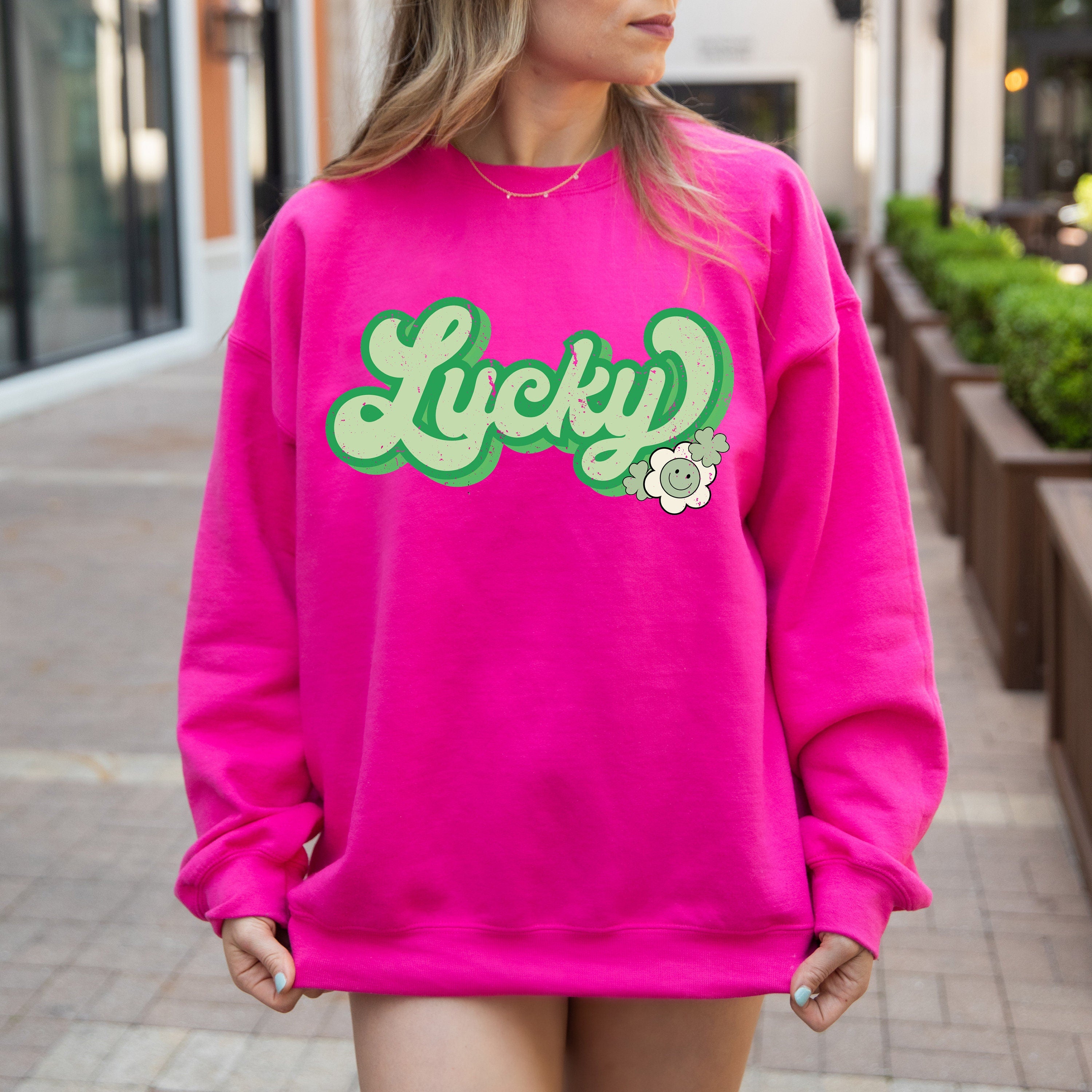 Lucky Sweatshirt ,Collegiate Crewneck Sweater Unisex, Retro St Patty's Sweatshirt,St Patricks Day Sweatshirt,Trendy St Patricks Day Crewneck