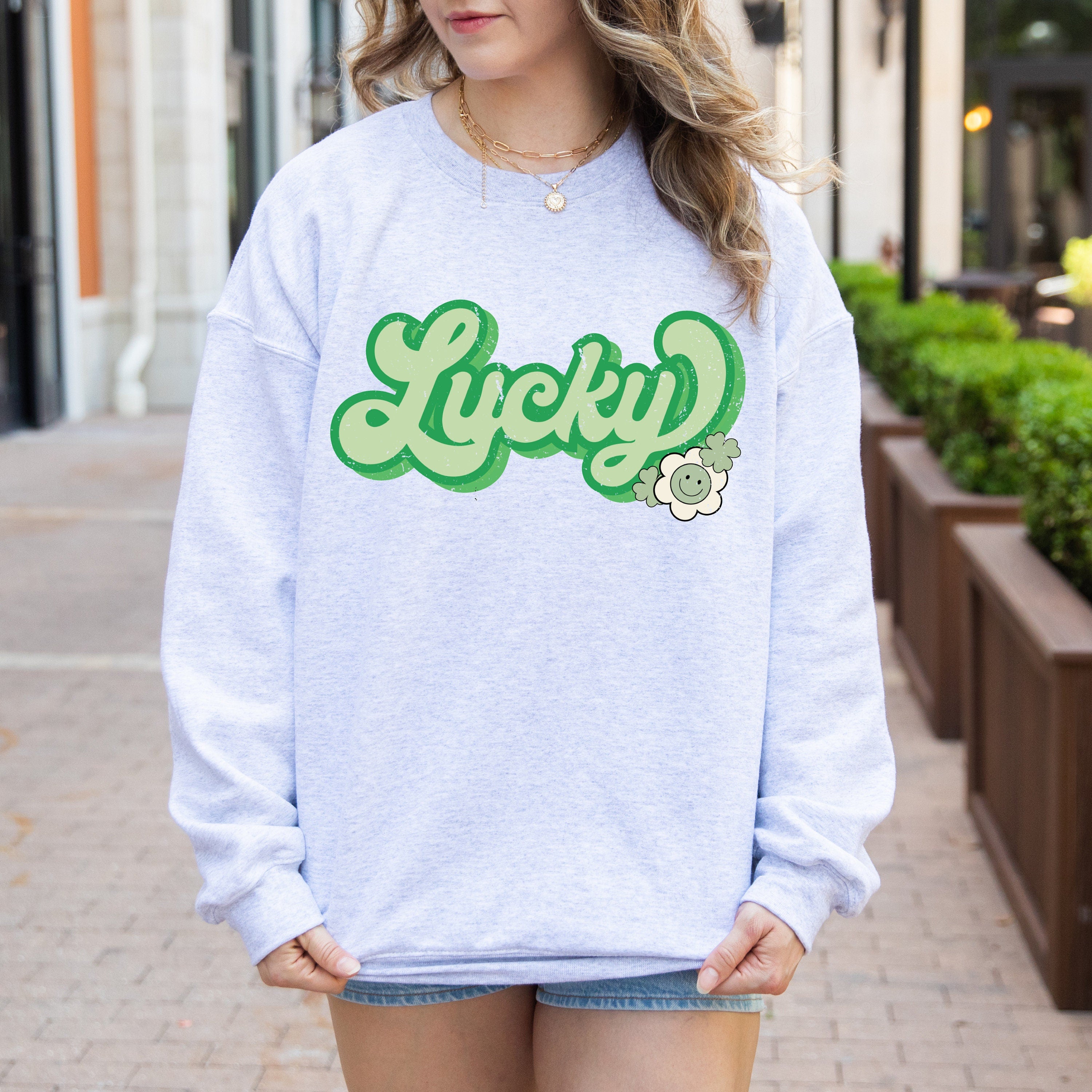 Lucky Sweatshirt ,Collegiate Crewneck Sweater Unisex, Retro St Patty's Sweatshirt,St Patricks Day Sweatshirt,Trendy St Patricks Day Crewneck
