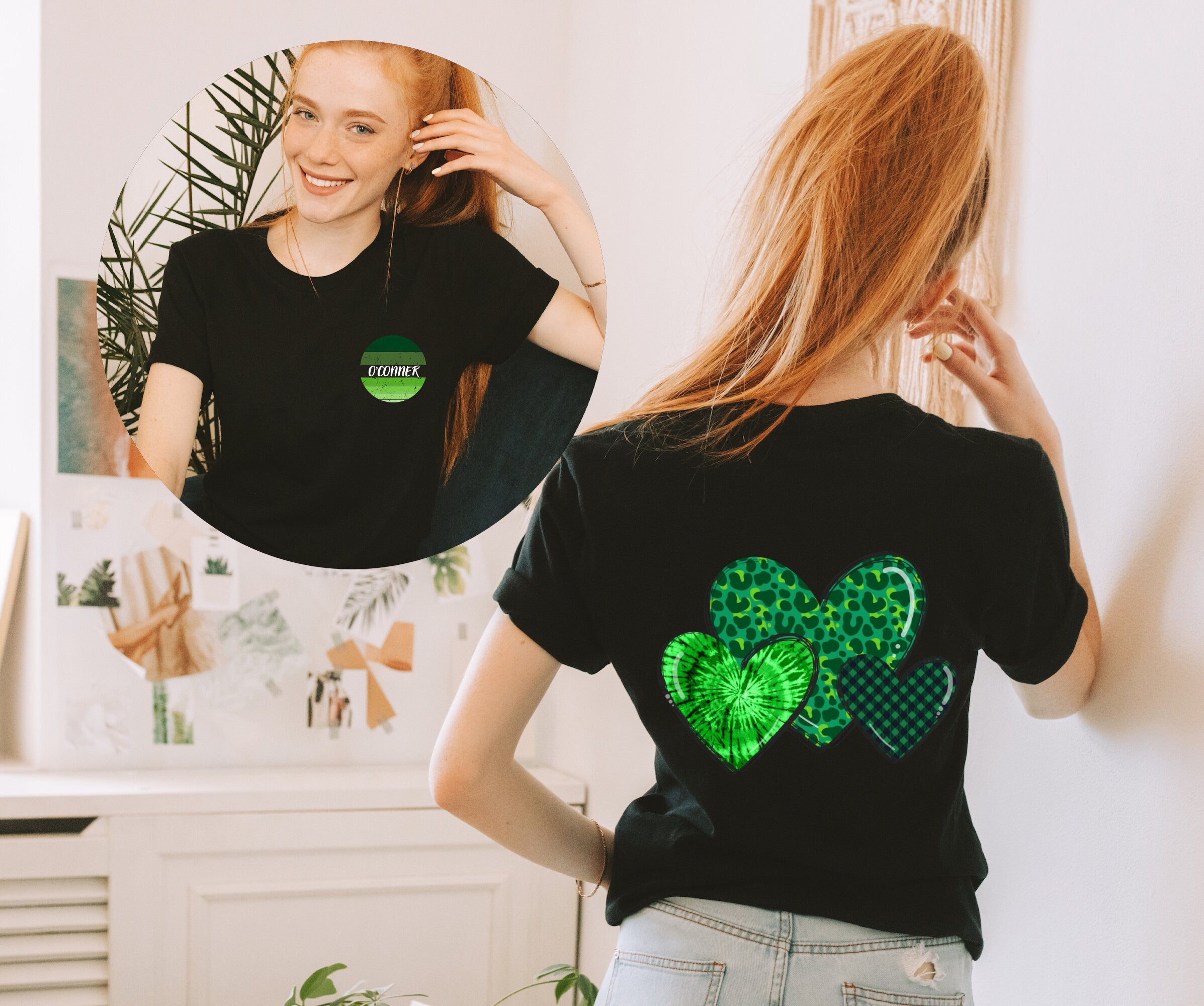 St Patrick's Day Personalized Last Name Shirt, Shamrock shirt, Personalized Shamrock Gift Tshirt,Irish Clover Tee,Cute Shamrock Crew Neck