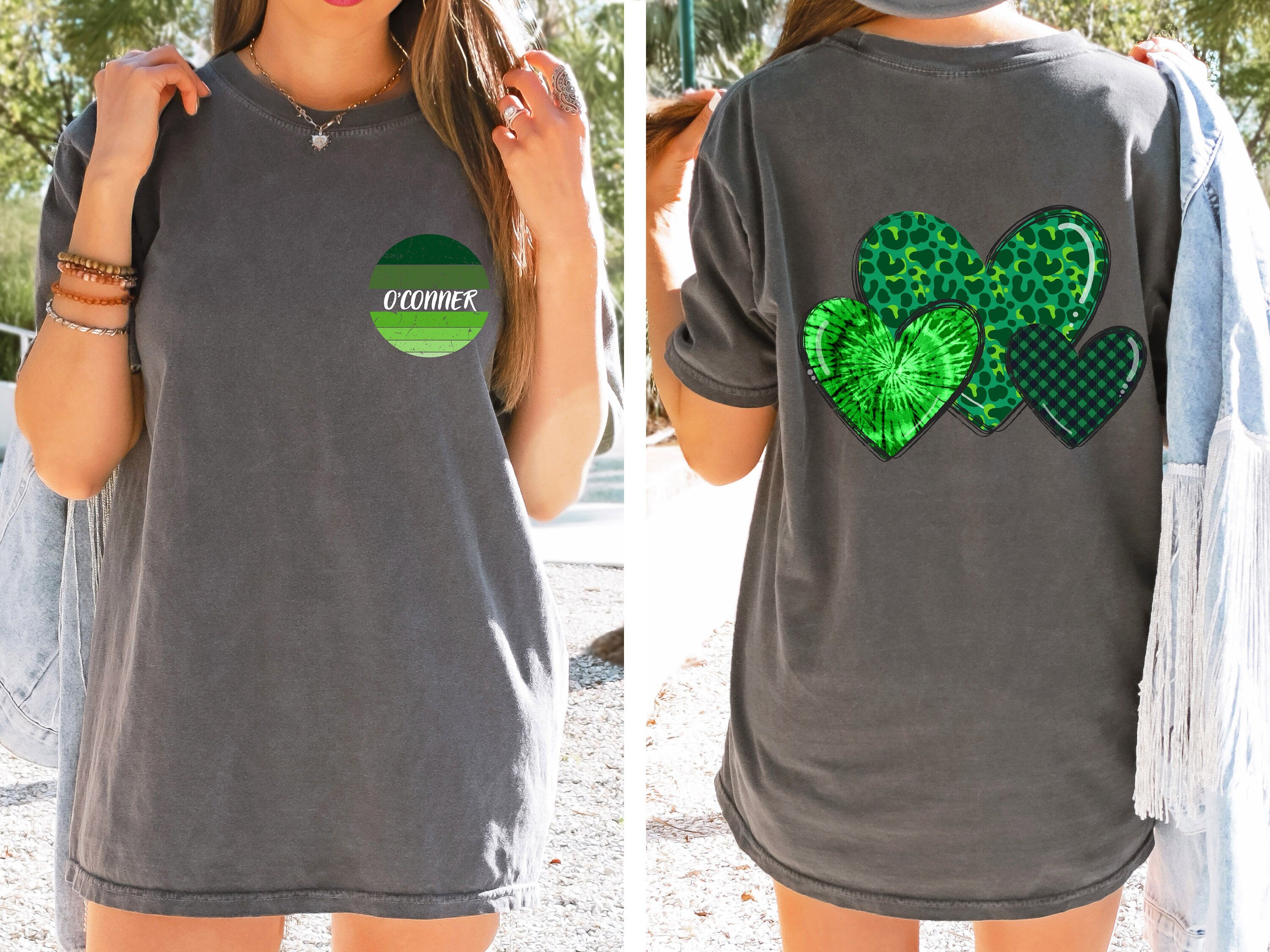 St Patrick's Day Personalized Last Name Shirt, Shamrock shirt, Personalized Shamrock Gift Tshirt,Irish Clover Tee,Cute Shamrock Crew Neck