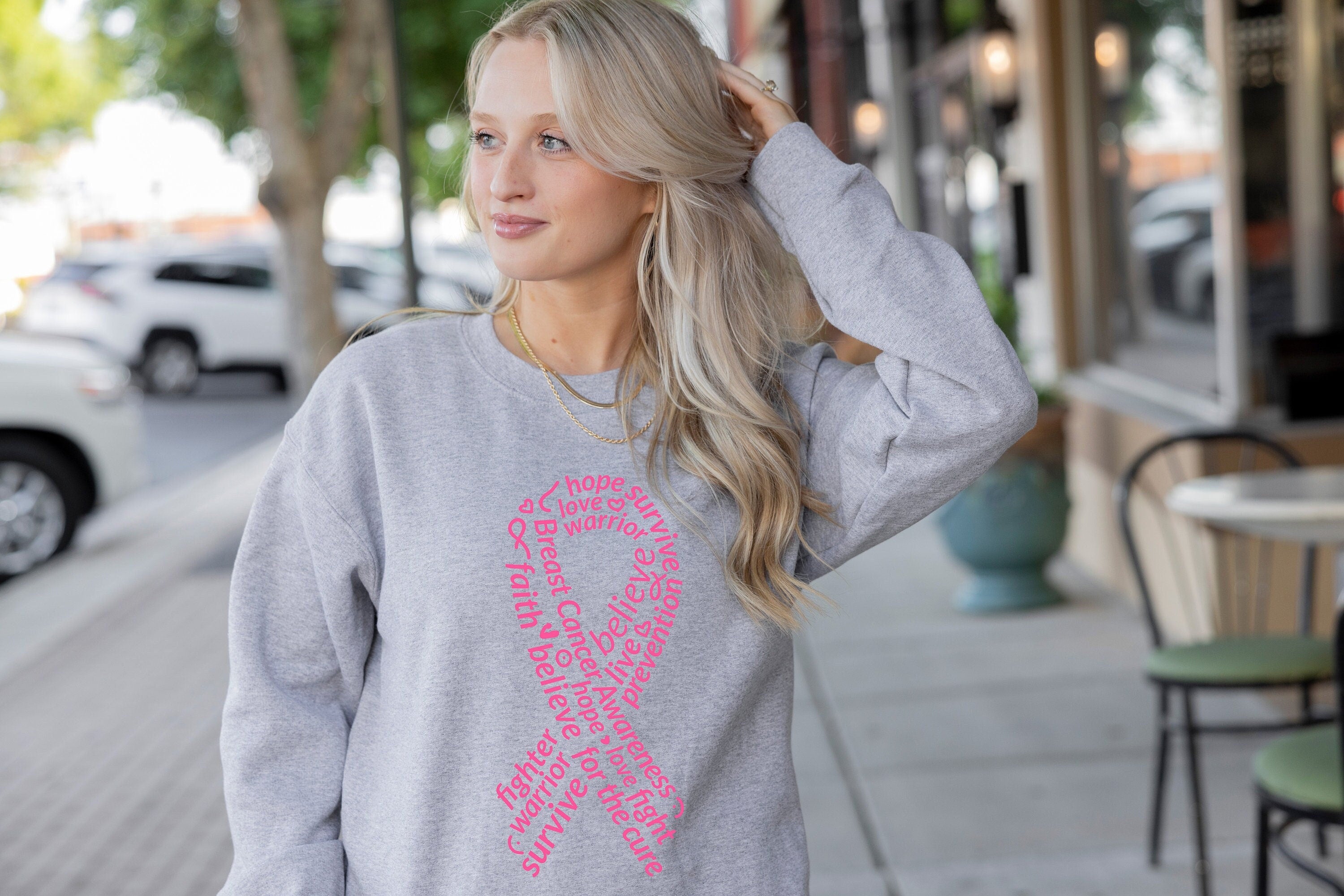 Breast Cancer Sweatshirt, Cancer Awareness Sweatshirt For Mom, Flag Sweats, Hope Sweatshirt, Pink Ribbon Sweatshirt ,Cancer Gift,