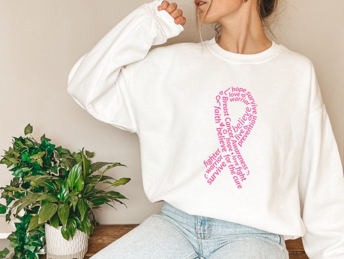 Breast Cancer Sweatshirt, Cancer Awareness Sweatshirt For Mom, Flag Sweats, Hope Sweatshirt, Pink Ribbon Sweatshirt ,Cancer Gift,