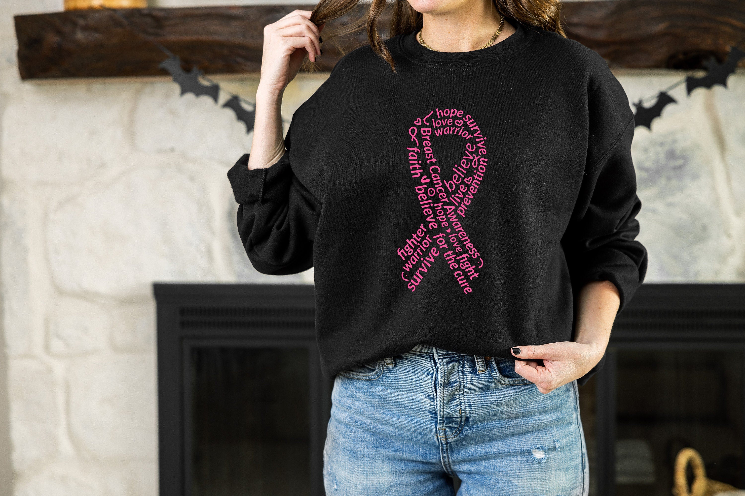 Breast Cancer Sweatshirt, Cancer Awareness Sweatshirt For Mom, Flag Sweats, Hope Sweatshirt, Pink Ribbon Sweatshirt ,Cancer Gift,