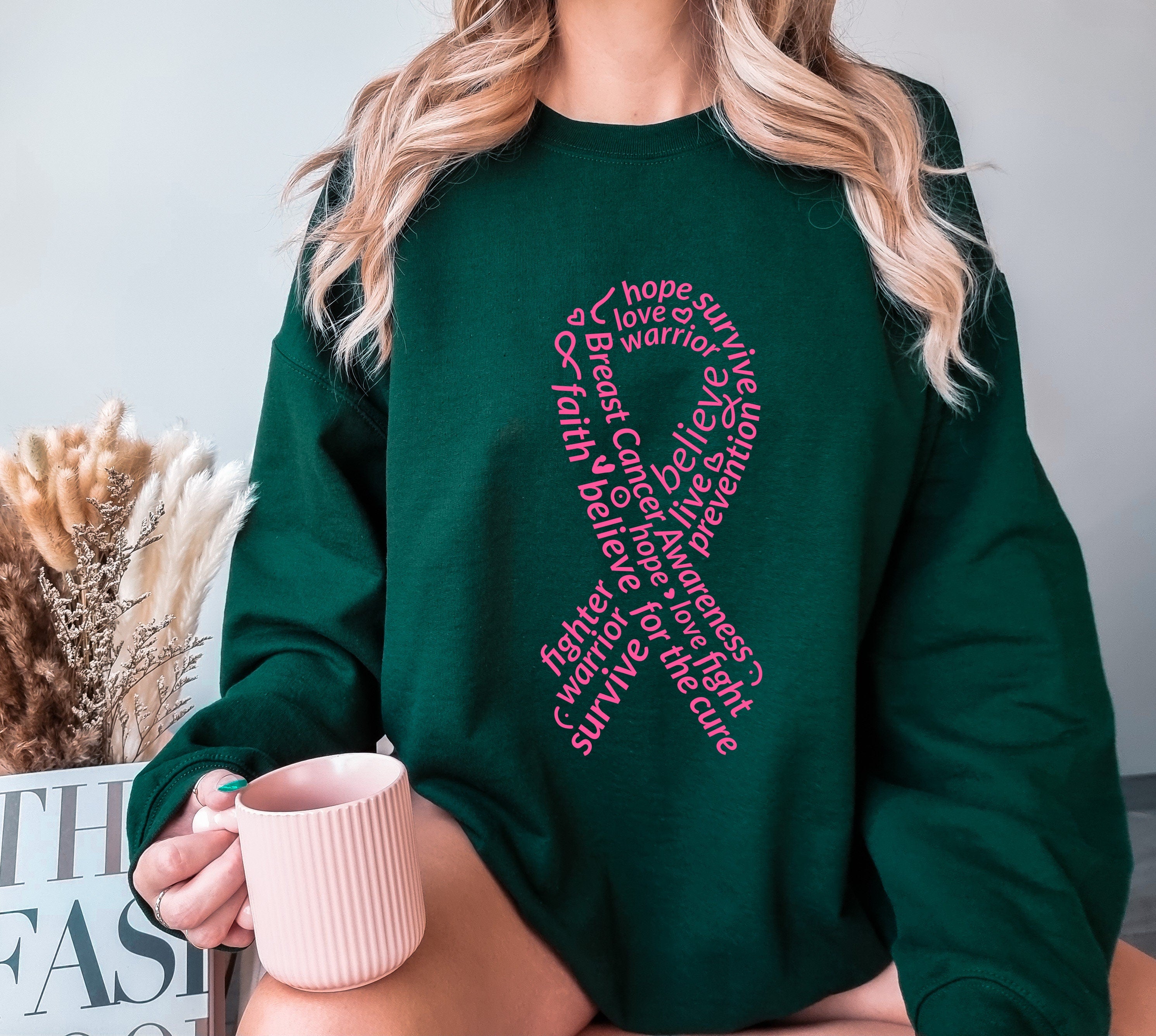 Breast Cancer Sweatshirt, Cancer Awareness Sweatshirt For Mom, Flag Sweats, Hope Sweatshirt, Pink Ribbon Sweatshirt ,Cancer Gift,