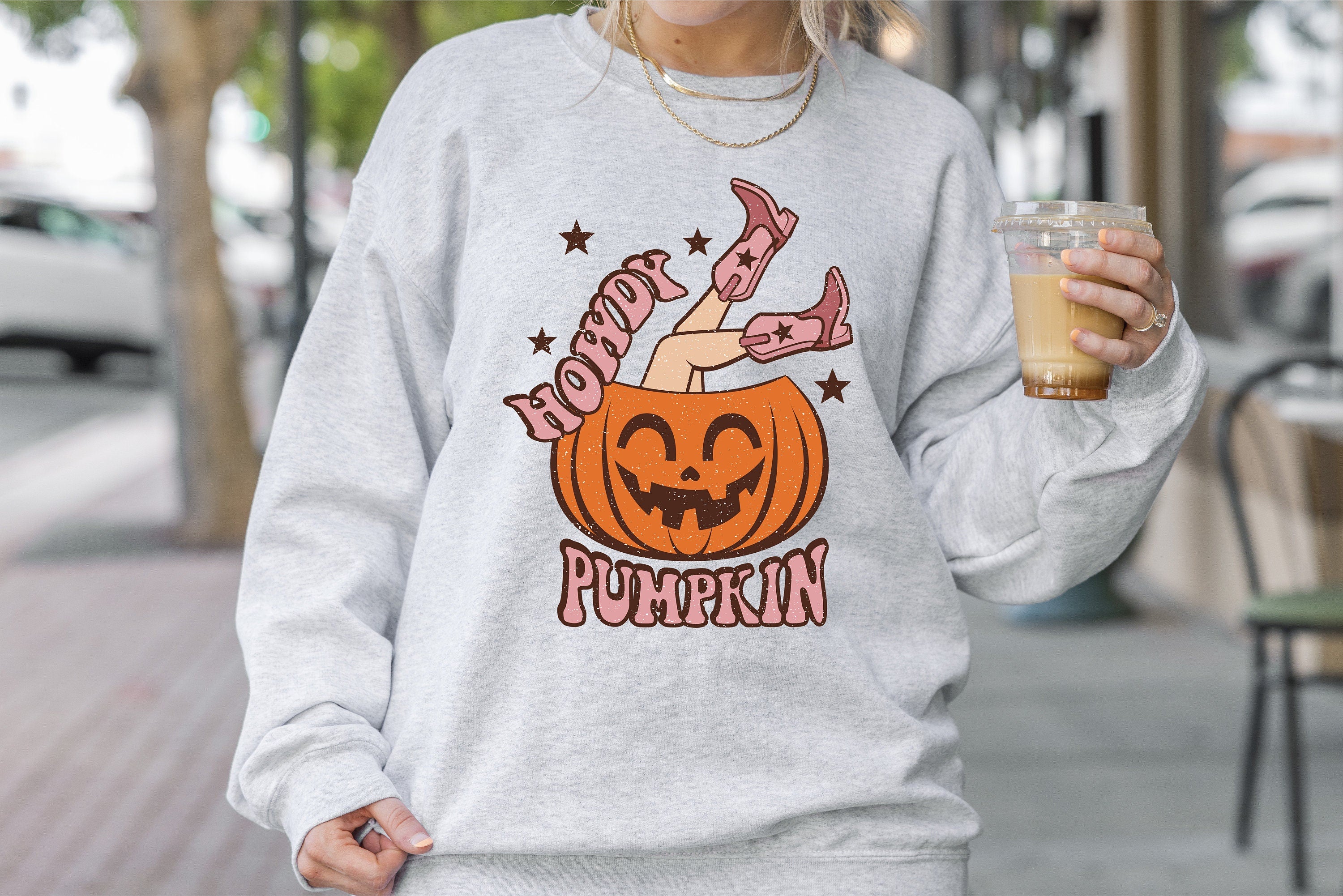 Vintage Halloween Pumpkin Sweatshirt, Halloween Cowgirl Sweatshirt, Western Cowboy Halloween Sweatshirt, Pumpkin Spice Sweatshirt,Fall Shirt