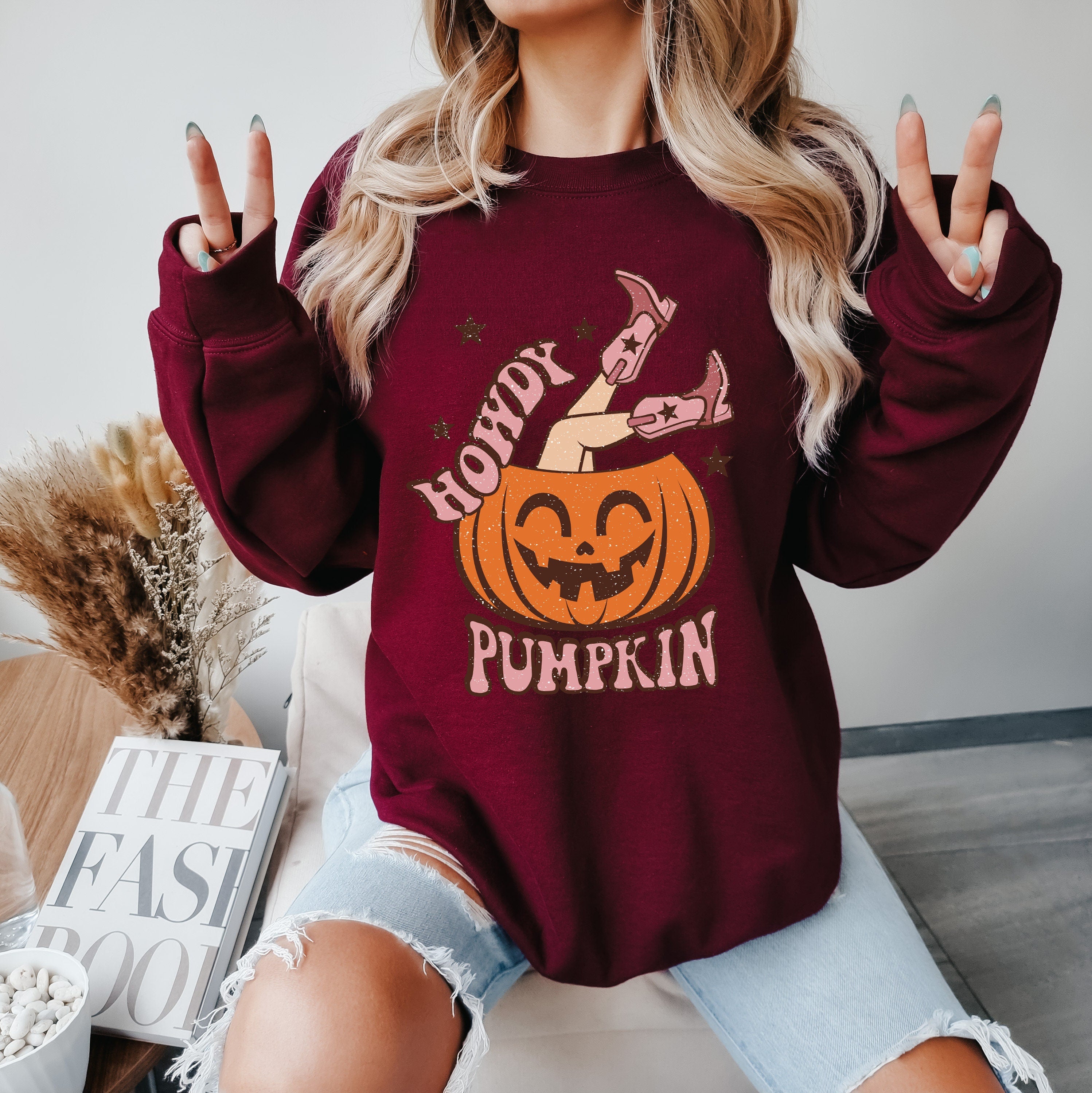 Vintage Halloween Pumpkin Sweatshirt, Halloween Cowgirl Sweatshirt, Western Cowboy Halloween Sweatshirt, Pumpkin Spice Sweatshirt,Fall Shirt