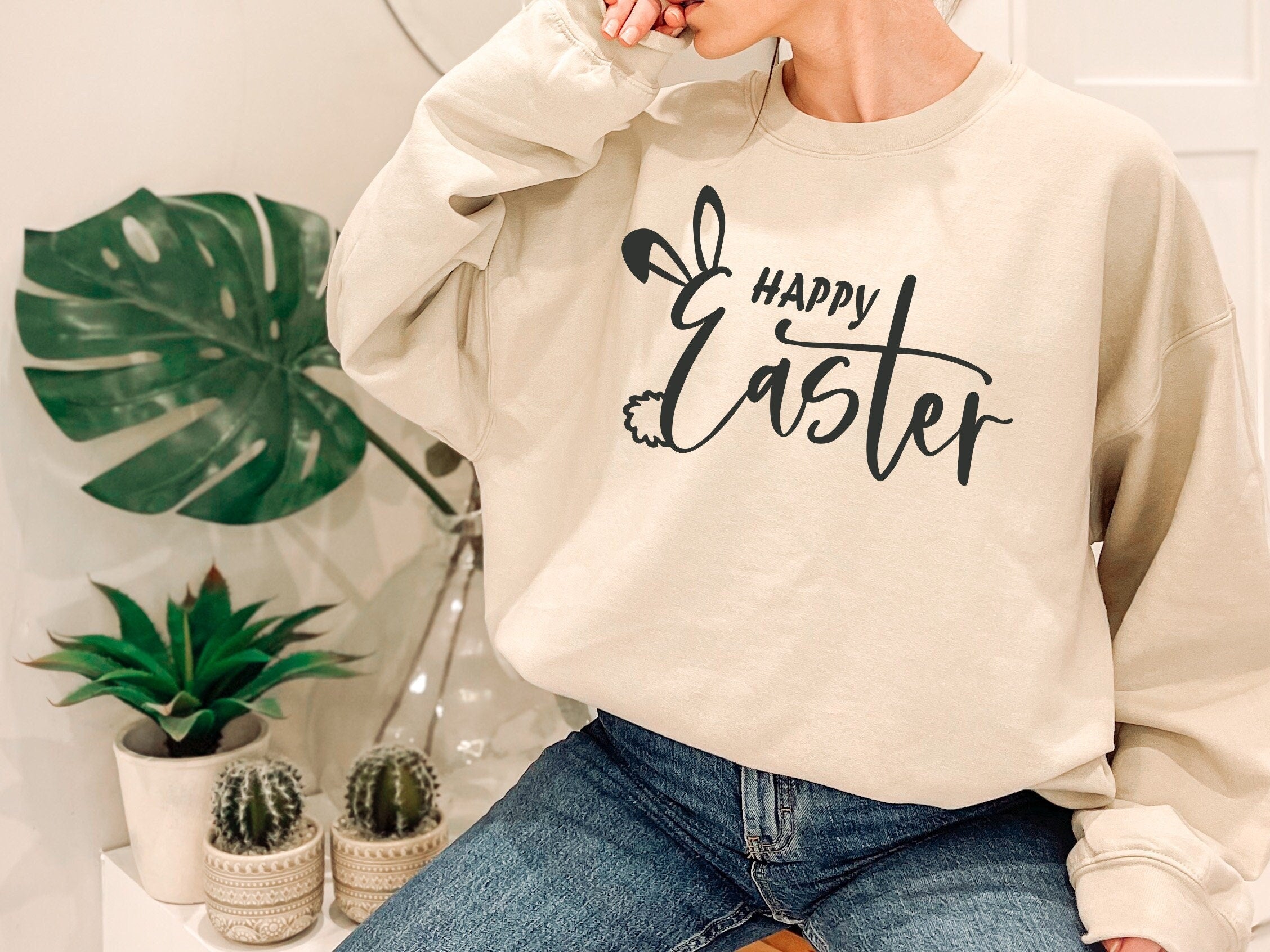 Happy Easter Bunny Sweatshirt, Bunnies Sweatshirt, Pastel Bunnies Sweatshirt, Easter Gift, Cute Easter Day Sweatshirt, Easter Matching