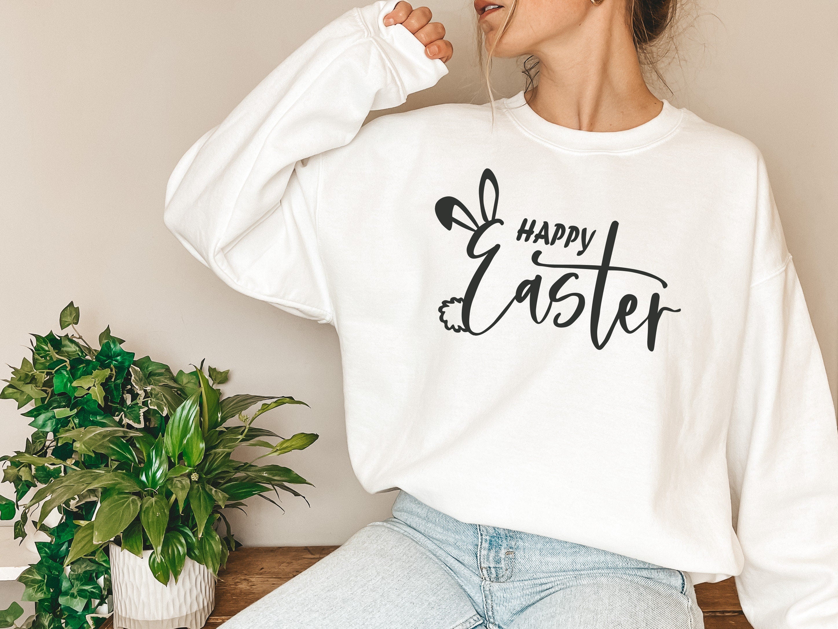 Happy Easter Bunny Sweatshirt, Bunnies Sweatshirt, Pastel Bunnies Sweatshirt, Easter Gift, Cute Easter Day Sweatshirt, Easter Matching