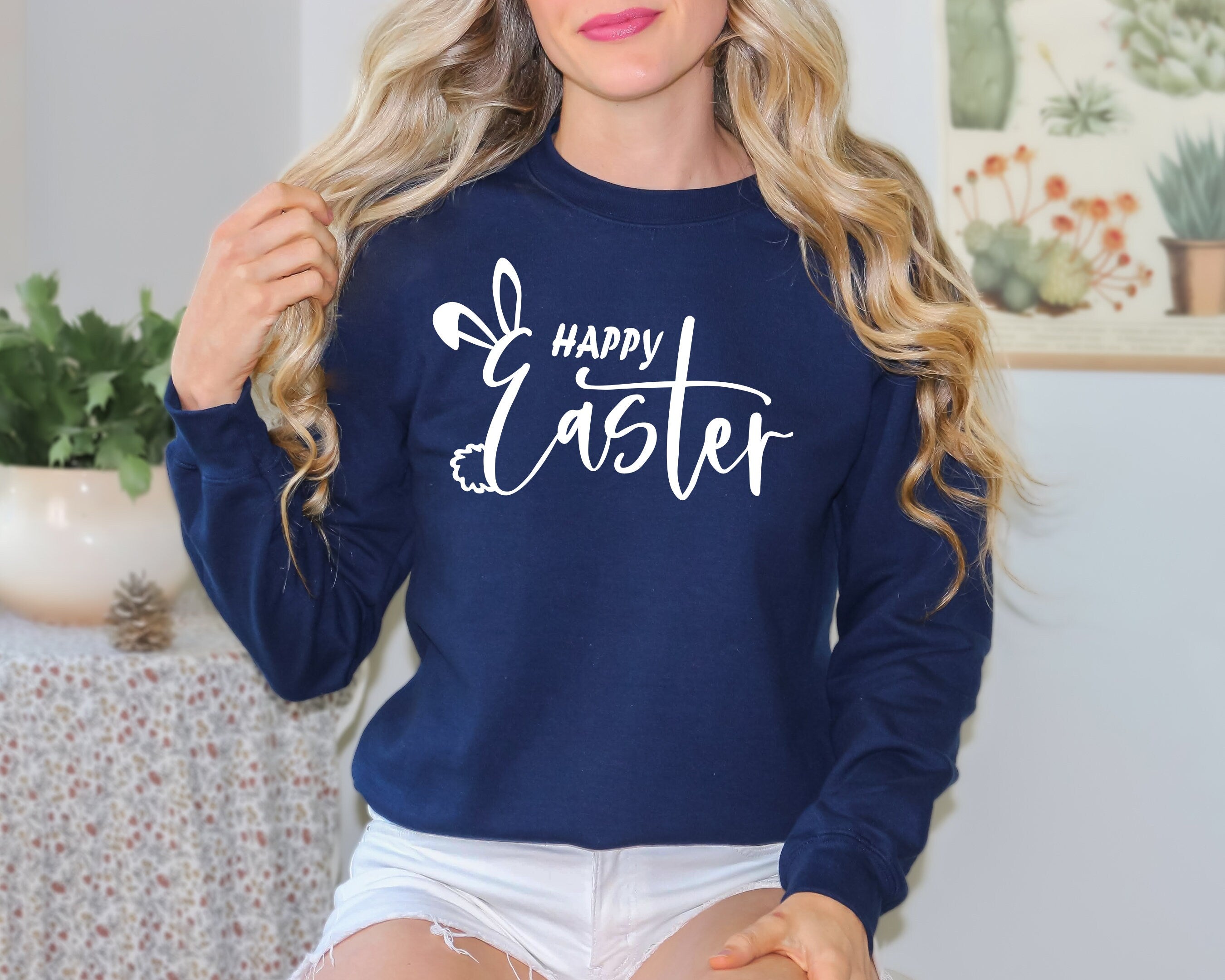 Happy Easter Bunny Sweatshirt, Bunnies Sweatshirt, Pastel Bunnies Sweatshirt, Easter Gift, Cute Easter Day Sweatshirt, Easter Matching