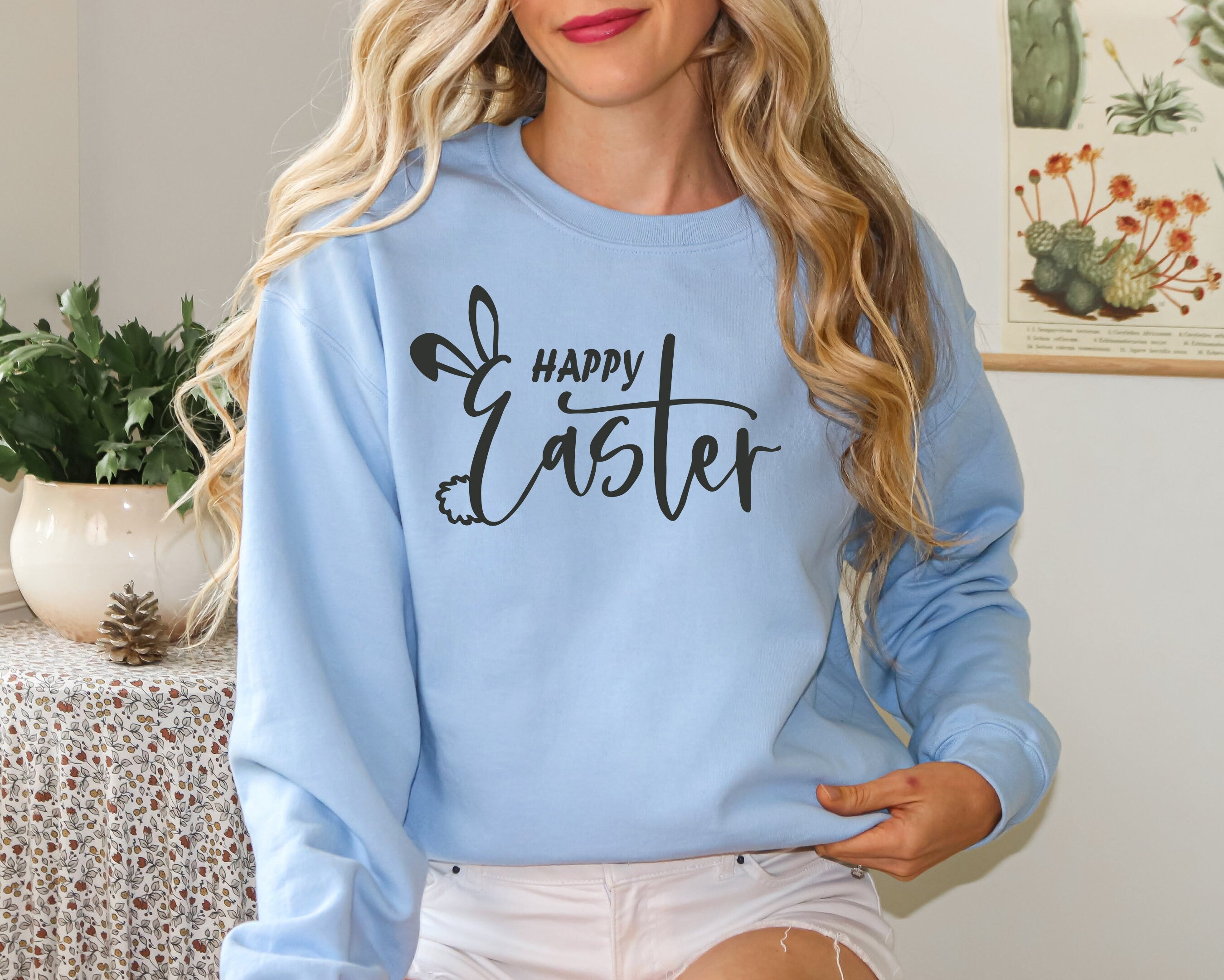Happy Easter Bunny Sweatshirt, Bunnies Sweatshirt, Pastel Bunnies Sweatshirt, Easter Gift, Cute Easter Day Sweatshirt, Easter Matching