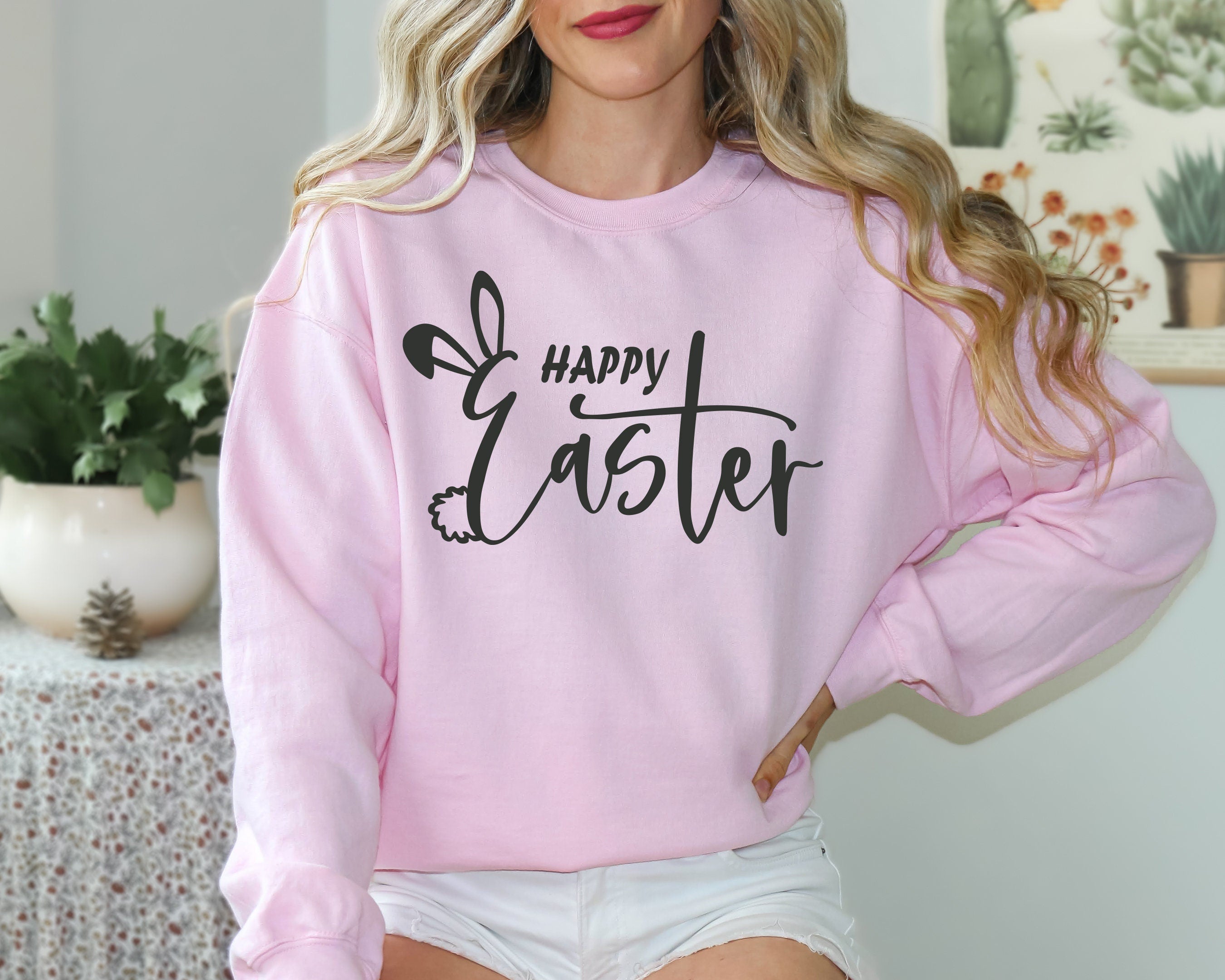 Happy Easter Bunny Sweatshirt, Bunnies Sweatshirt, Pastel Bunnies Sweatshirt, Easter Gift, Cute Easter Day Sweatshirt, Easter Matching