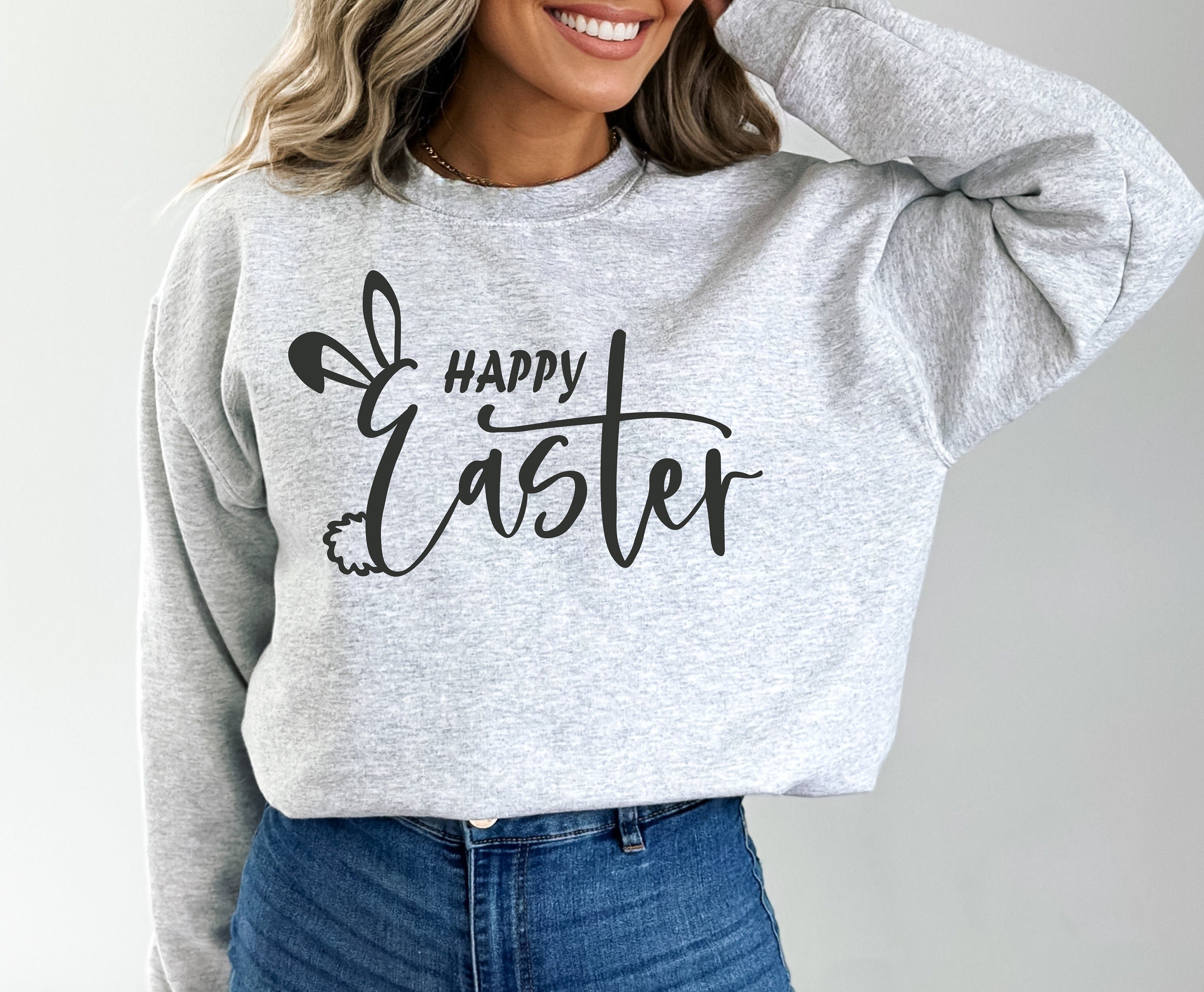 Happy Easter Bunny Sweatshirt, Bunnies Sweatshirt, Pastel Bunnies Sweatshirt, Easter Gift, Cute Easter Day Sweatshirt, Easter Matching