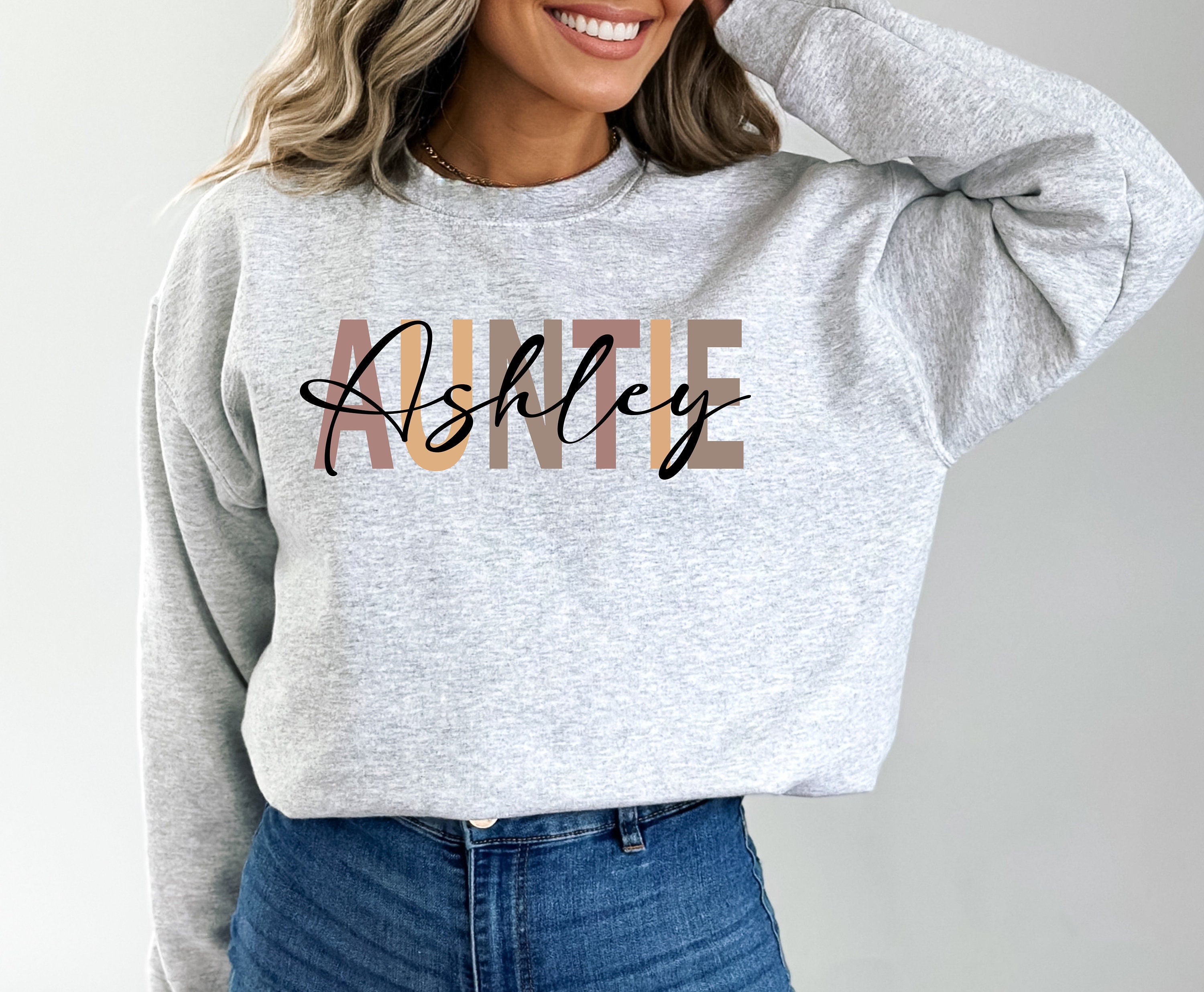 Custom Auntıe Sweatshirt with Children Name , Auntıe Sweatshirt, Ladies long Sleeve,Gift for auntıe, Floral Auntıe Shirt,Mothers Day Gift