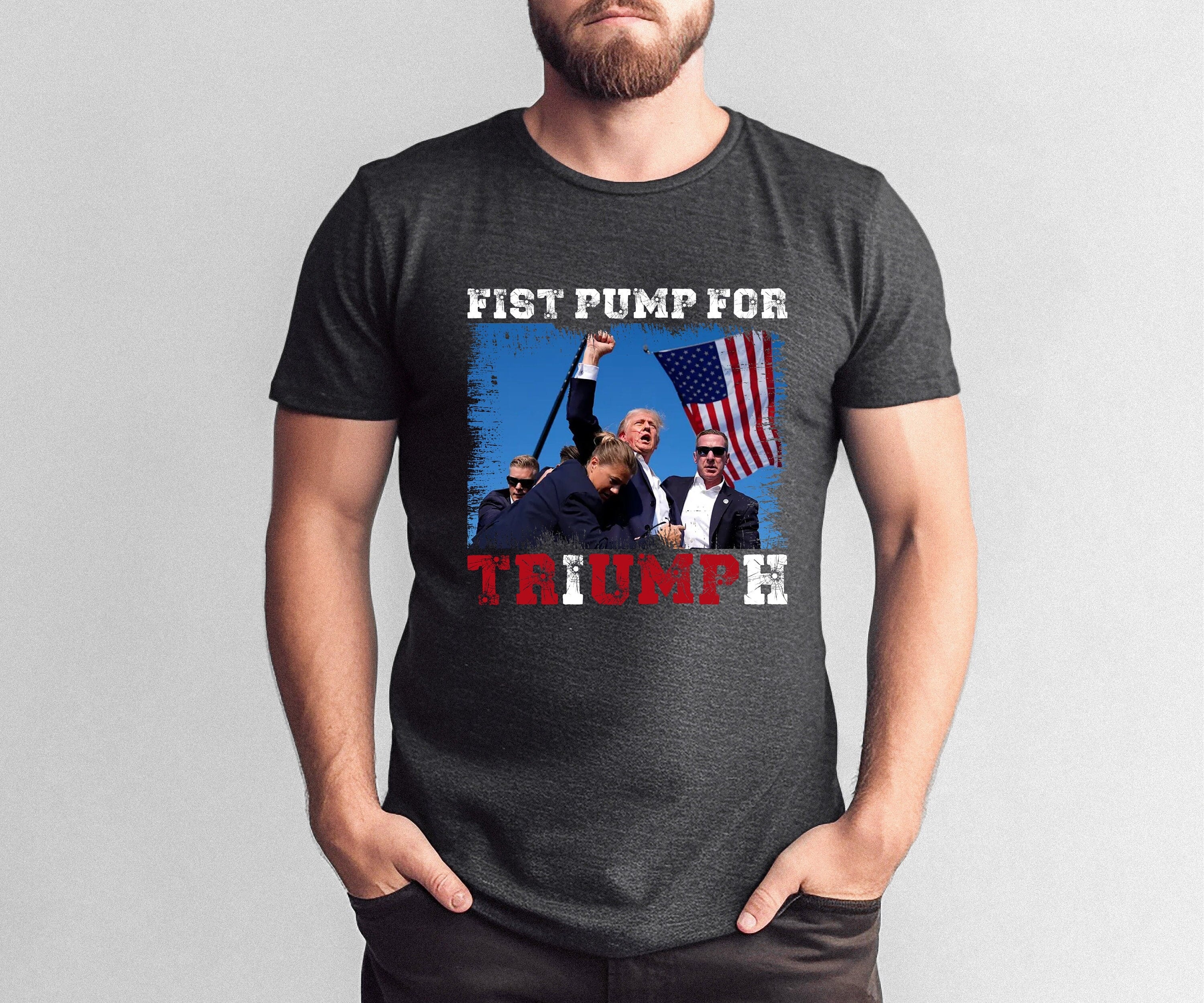 Fist Pump for Trump shirt, Trump Shirt,  Republican Tee, Trump 2024 Shirt, American Flag Shirt, Patriotic Outfit, Fight for Trump Shirt