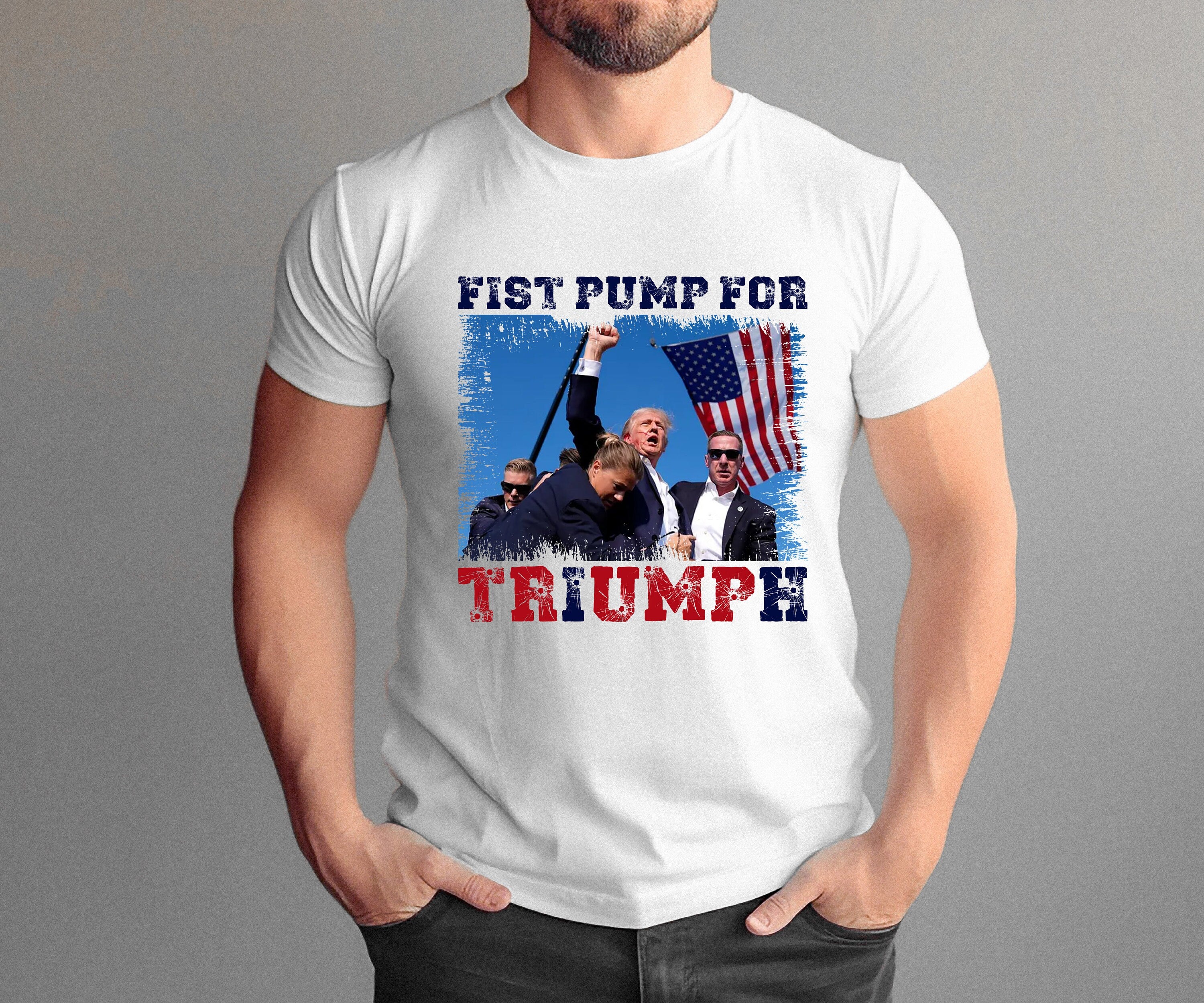 Fist Pump for Trump shirt, Trump Shirt,  Republican Tee, Trump 2024 Shirt, American Flag Shirt, Patriotic Outfit, Fight for Trump Shirt