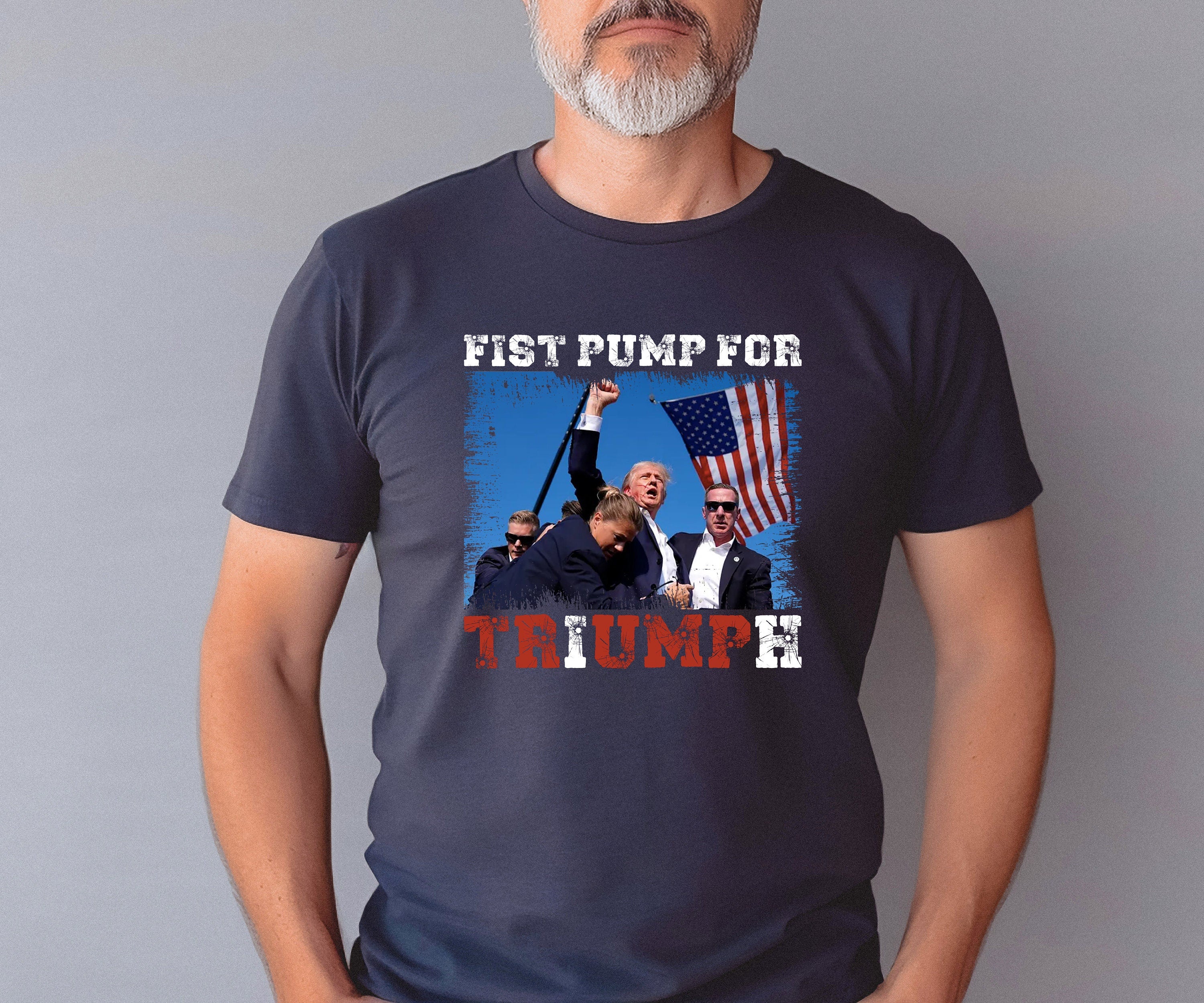 Fist Pump for Trump shirt, Trump Shirt,  Republican Tee, Trump 2024 Shirt, American Flag Shirt, Patriotic Outfit, Fight for Trump Shirt