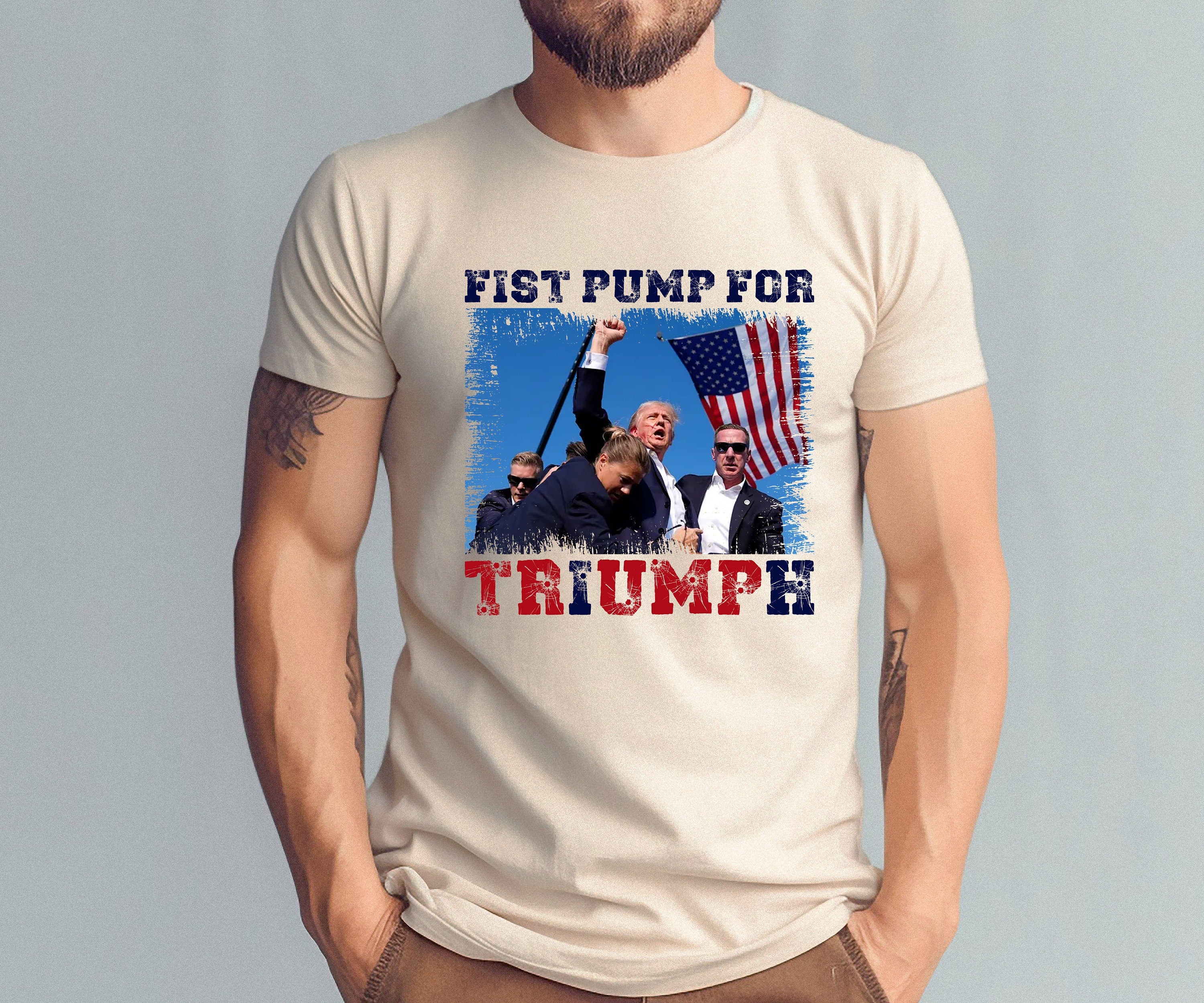 Fist Pump for Trump shirt, Trump Shirt,  Republican Tee, Trump 2024 Shirt, American Flag Shirt, Patriotic Outfit, Fight for Trump Shirt