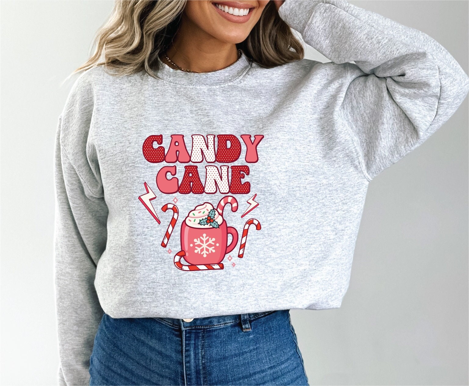 Candy Cane Sweatshirt, Candy Cane Lover, Holiday Christmas Sweatshirt, Christmas Gift, Coffee Lover, Happy New Year Sweatshirt