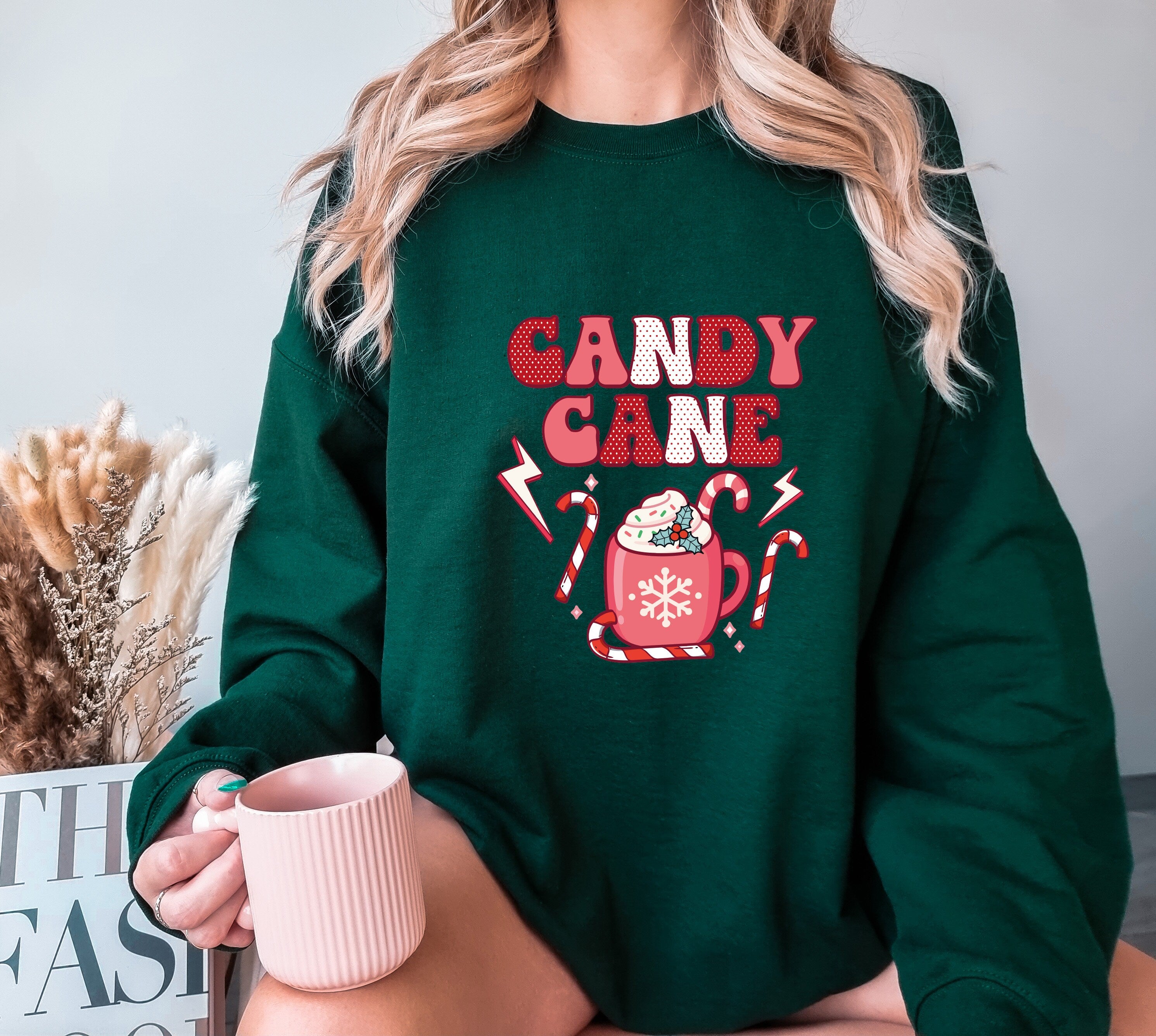 Candy Cane Sweatshirt, Candy Cane Lover, Holiday Christmas Sweatshirt, Christmas Gift, Coffee Lover, Happy New Year Sweatshirt