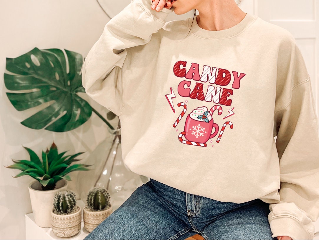 Candy Cane Sweatshirt, Candy Cane Lover, Holiday Christmas Sweatshirt, Christmas Gift, Coffee Lover, Happy New Year Sweatshirt