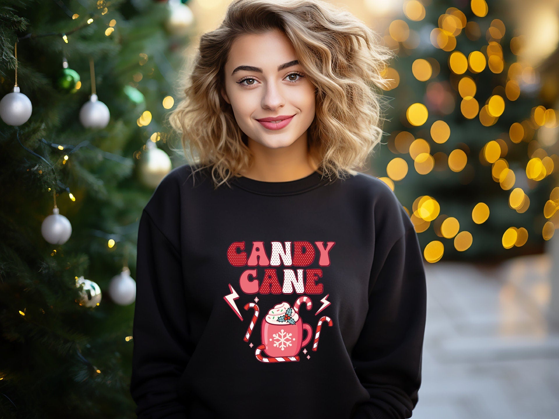 Candy Cane Sweatshirt, Candy Cane Lover, Holiday Christmas Sweatshirt, Christmas Gift, Coffee Lover, Happy New Year Sweatshirt