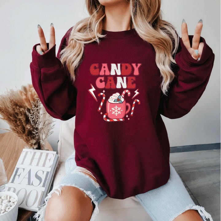 Candy Cane Sweatshirt, Candy Cane Lover, Holiday Christmas Sweatshirt, Christmas Gift, Coffee Lover, Happy New Year Sweatshirt