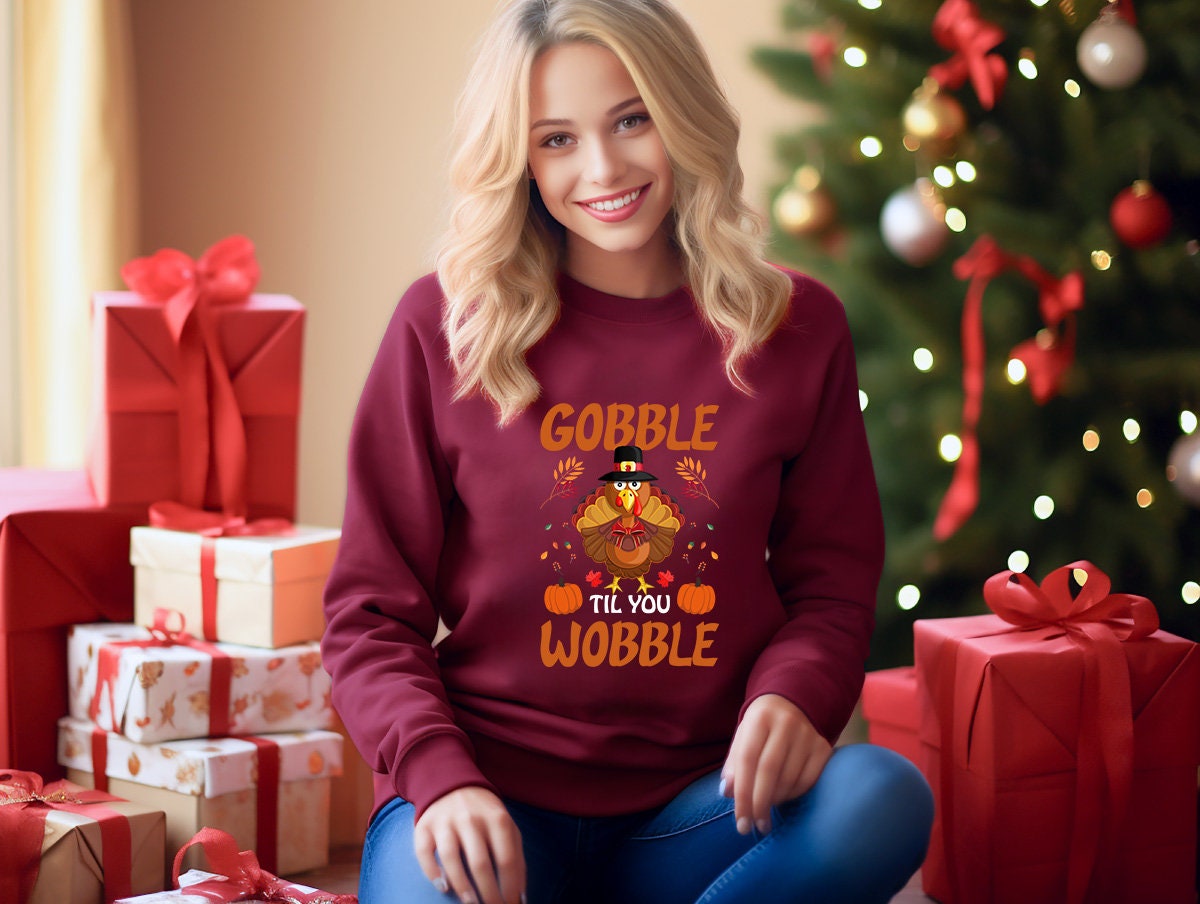 Gooble Wobble  Sweatshirt, Pumpkin Sweatshirt, Thanksgiving Family Sweatshirt, Gobble Trendy Sweatshirt, Women Thanksgiving sweater