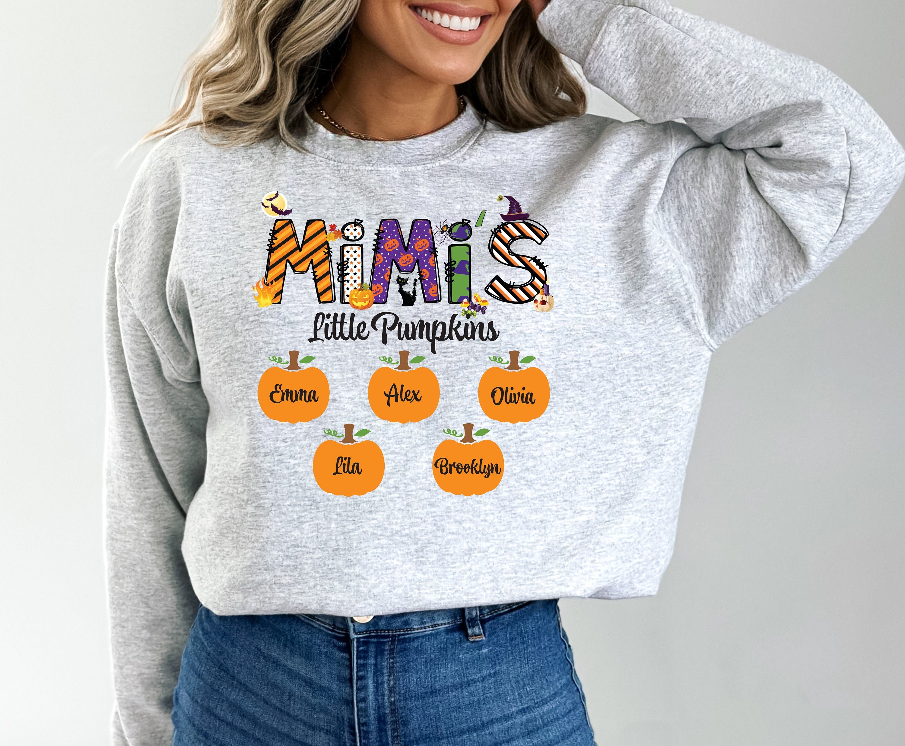 Custom Nickname Grandma,Nana,Mimi,Mom,Gigi Sweatshirt for Autumn,Grandma Sweatshirt With Grandkids Names,Fall Custom Nickname,Family Pumpkin