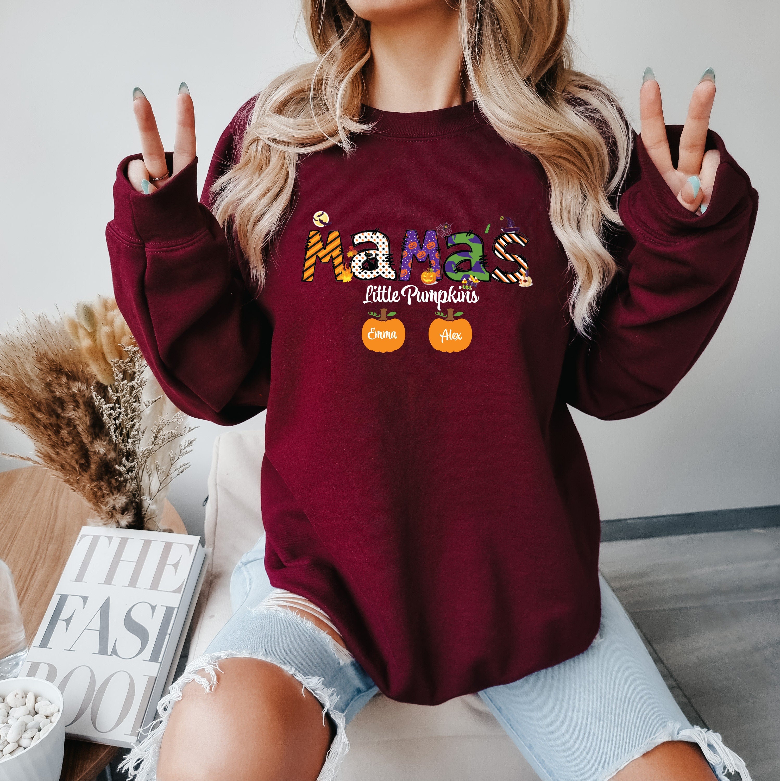 Custom Nickname Grandma,Nana,Mimi,Mom,Gigi Sweatshirt for Autumn,Grandma Sweatshirt With Grandkids Names,Fall Custom Nickname,Family Pumpkin