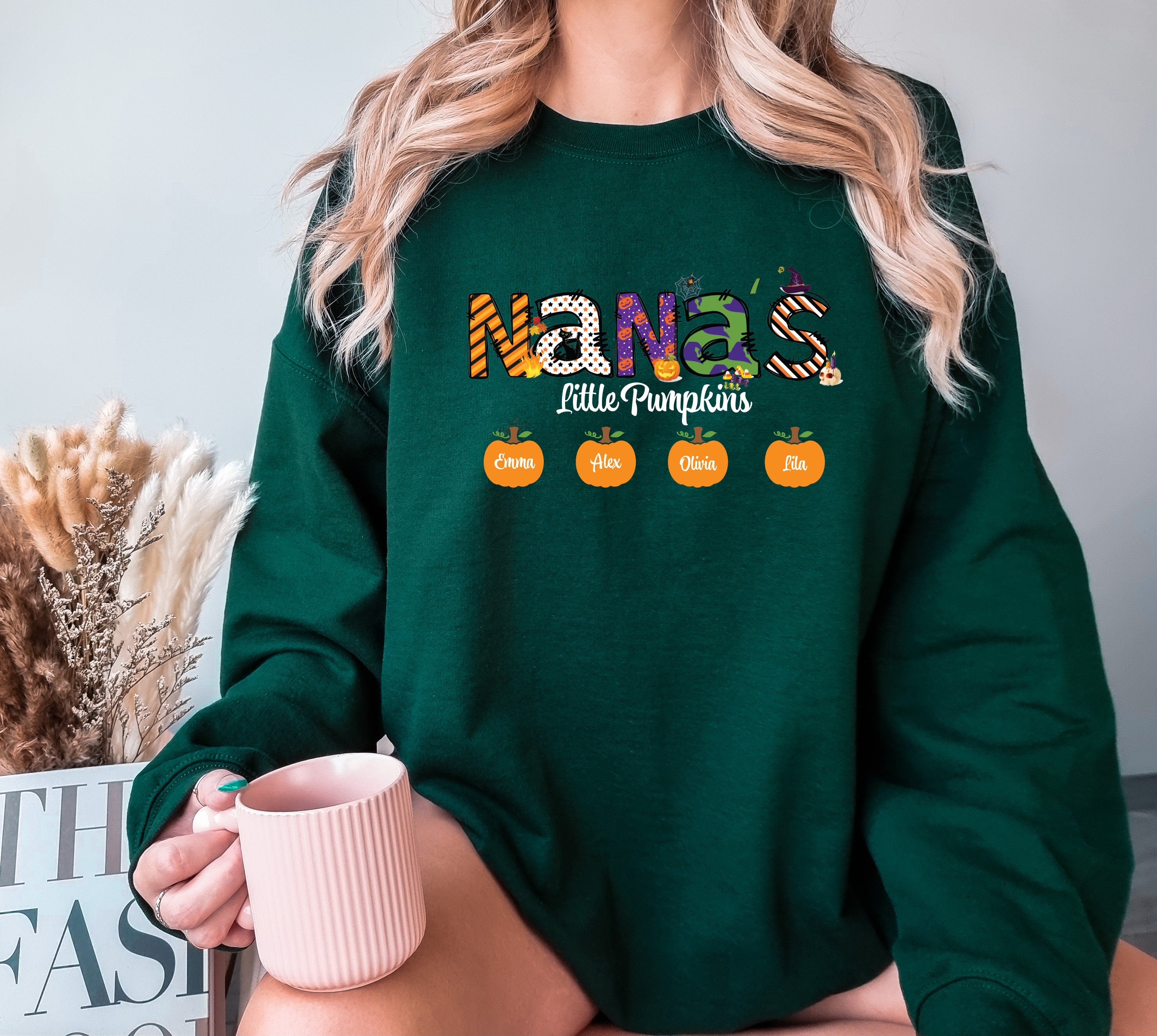 Custom Nickname Grandma,Nana,Mimi,Mom,Gigi Sweatshirt for Autumn,Grandma Sweatshirt With Grandkids Names,Fall Custom Nickname,Family Pumpkin