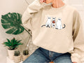 Cat Ghost Halloween,Cat Crewneck, Cute Scary Cat Pumpkin Autumn Crewneck, Bats and Spooky Cats