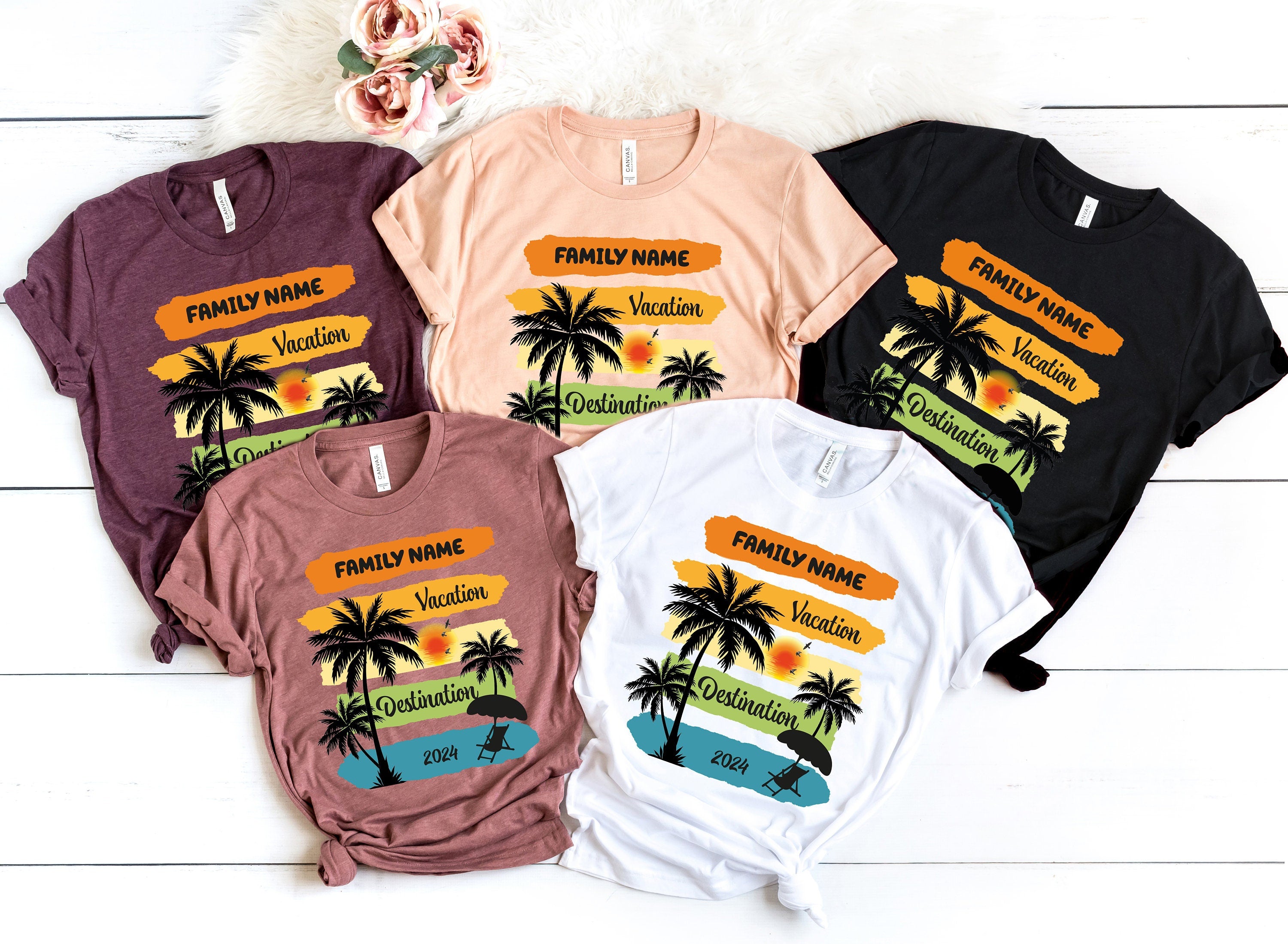 Custom Family Vacation Shirt, Family travel Matching Shirts,Beachy Vibes Tee, Personalized Family Shirt,Summer Vacation Shirts, Sun Rays Tee