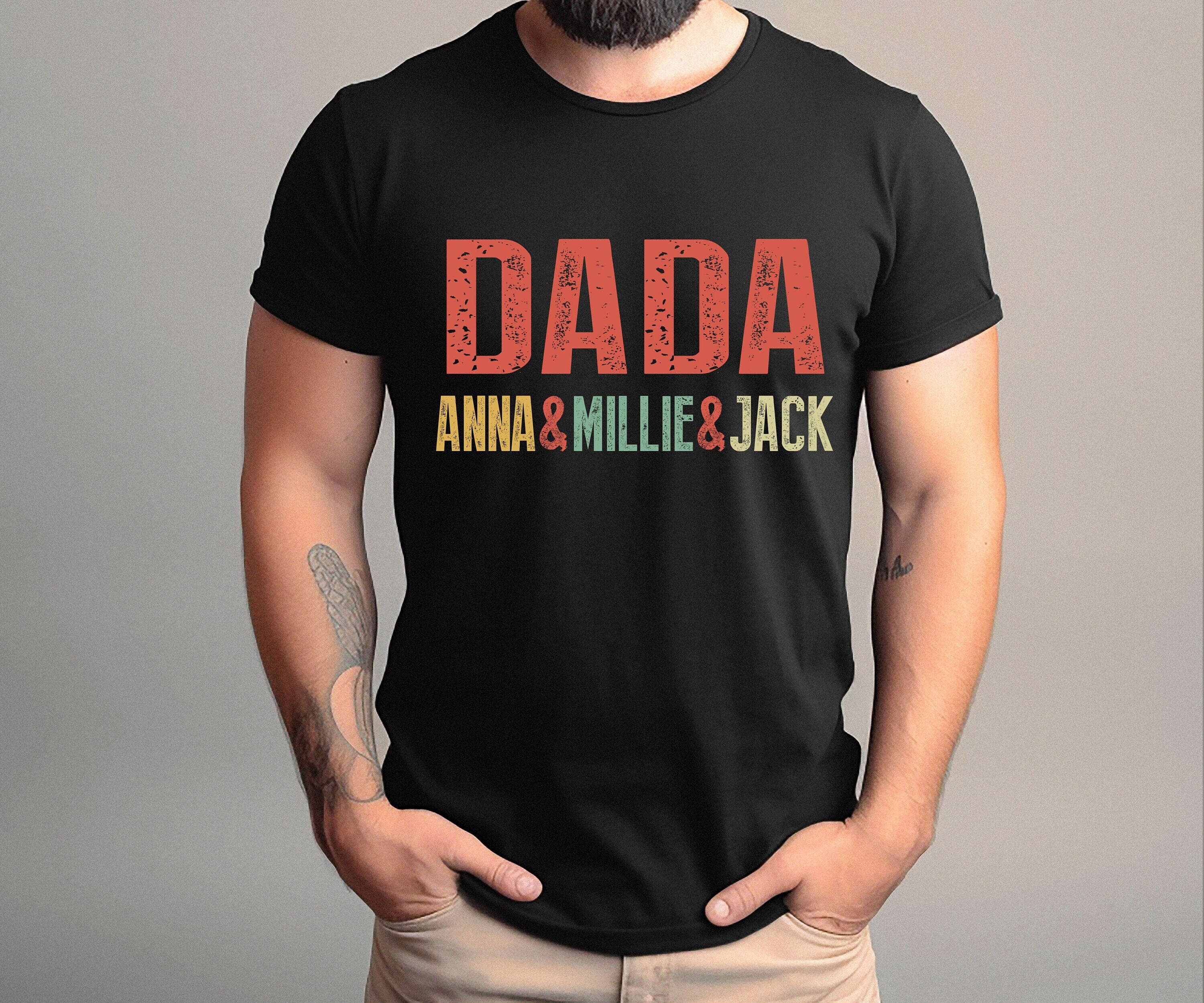 Custom Dad Shirt With Kids Names, Father's Day Gift, New Dad Gift, Personalized Dad Shirt, Father Shirt, Gift For Dad, Custom Dada shirt