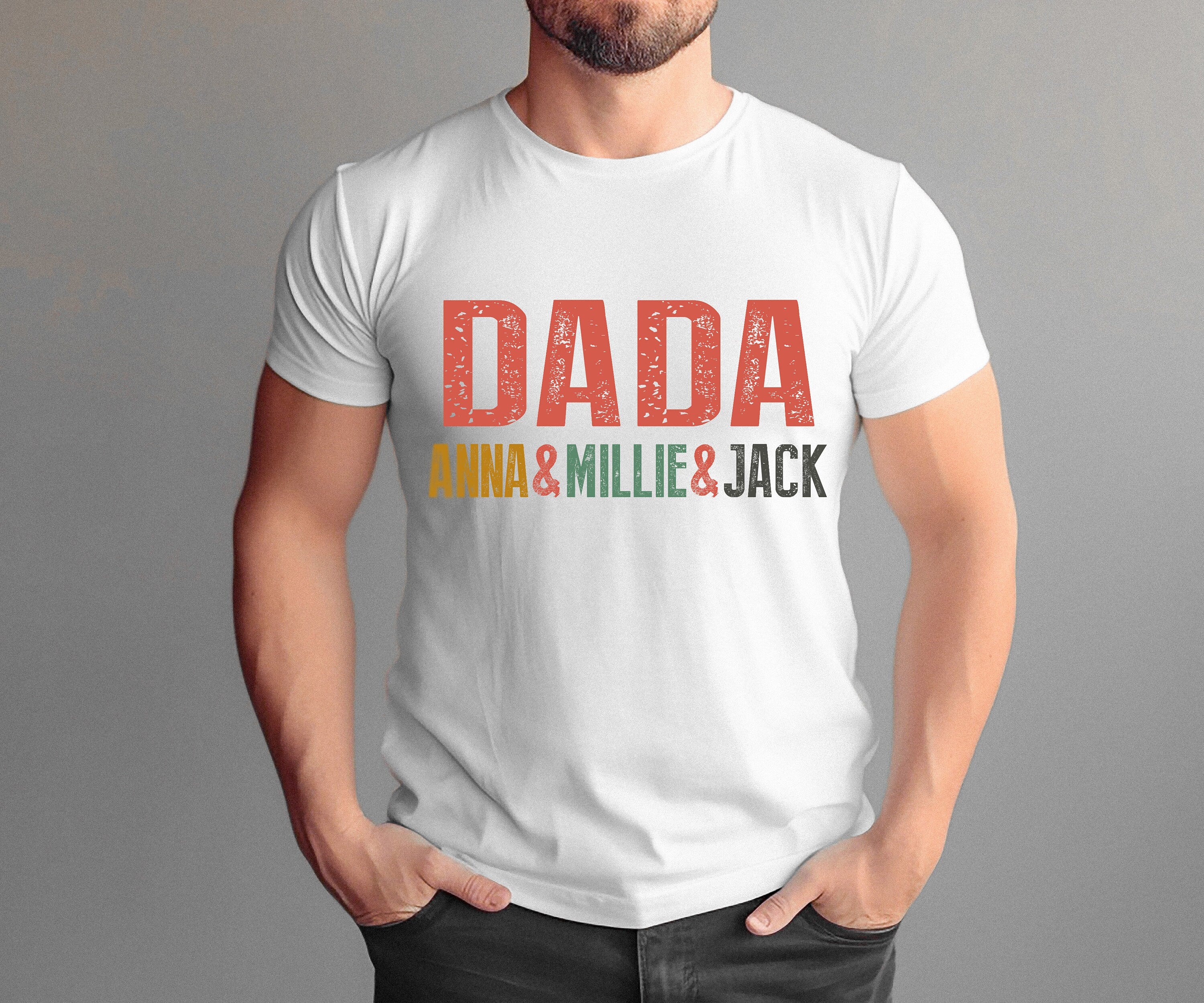 Custom Dad Shirt With Kids Names, Father's Day Gift, New Dad Gift, Personalized Dad Shirt, Father Shirt, Gift For Dad, Custom Dada shirt