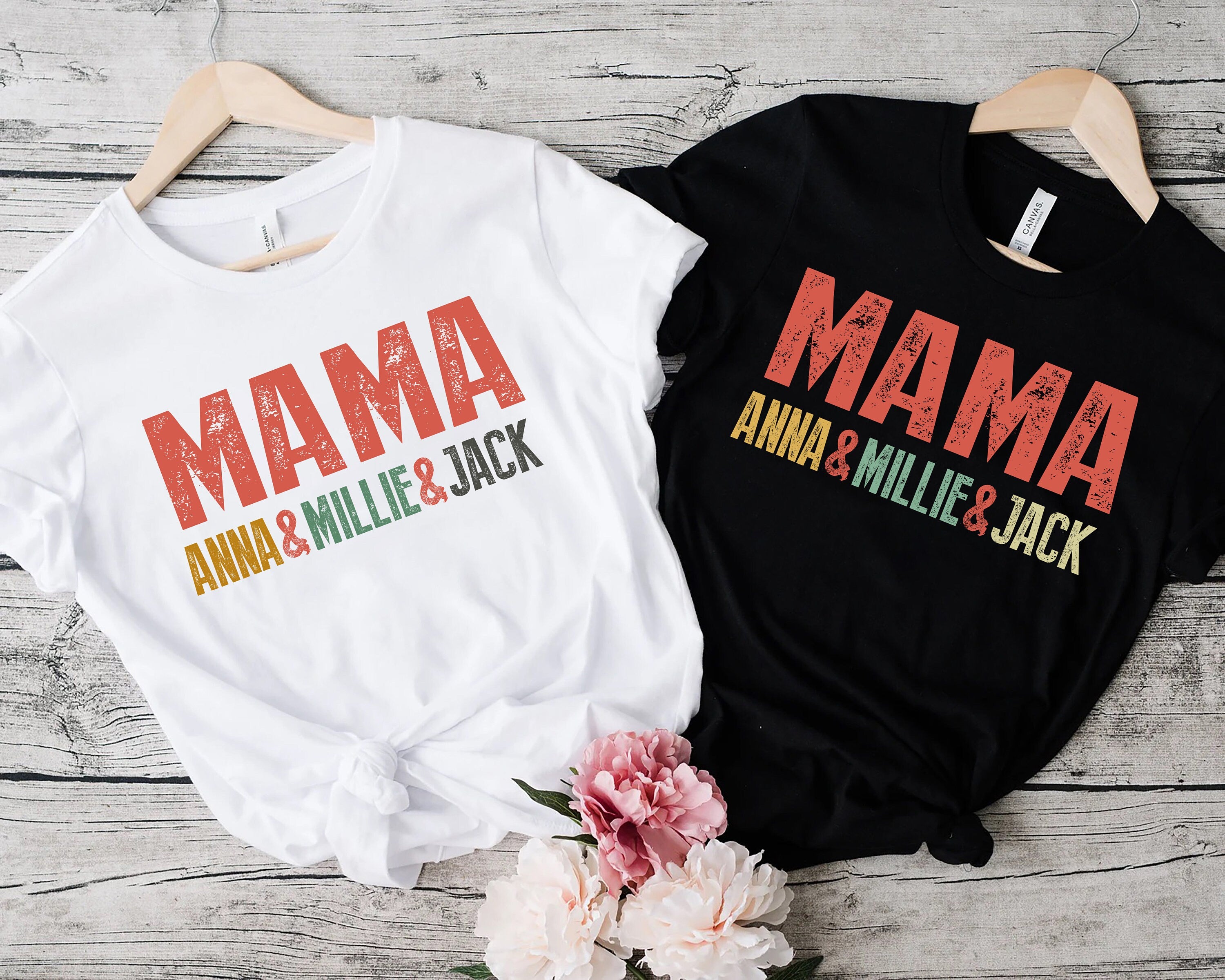 Mama and Kids Shirt, Mom Life Shirt, Mama Shirt, Mom and child gifts, Personalized Mom Shirt,Custom Kids Name Mama Shirt, Mothers Day Shirt